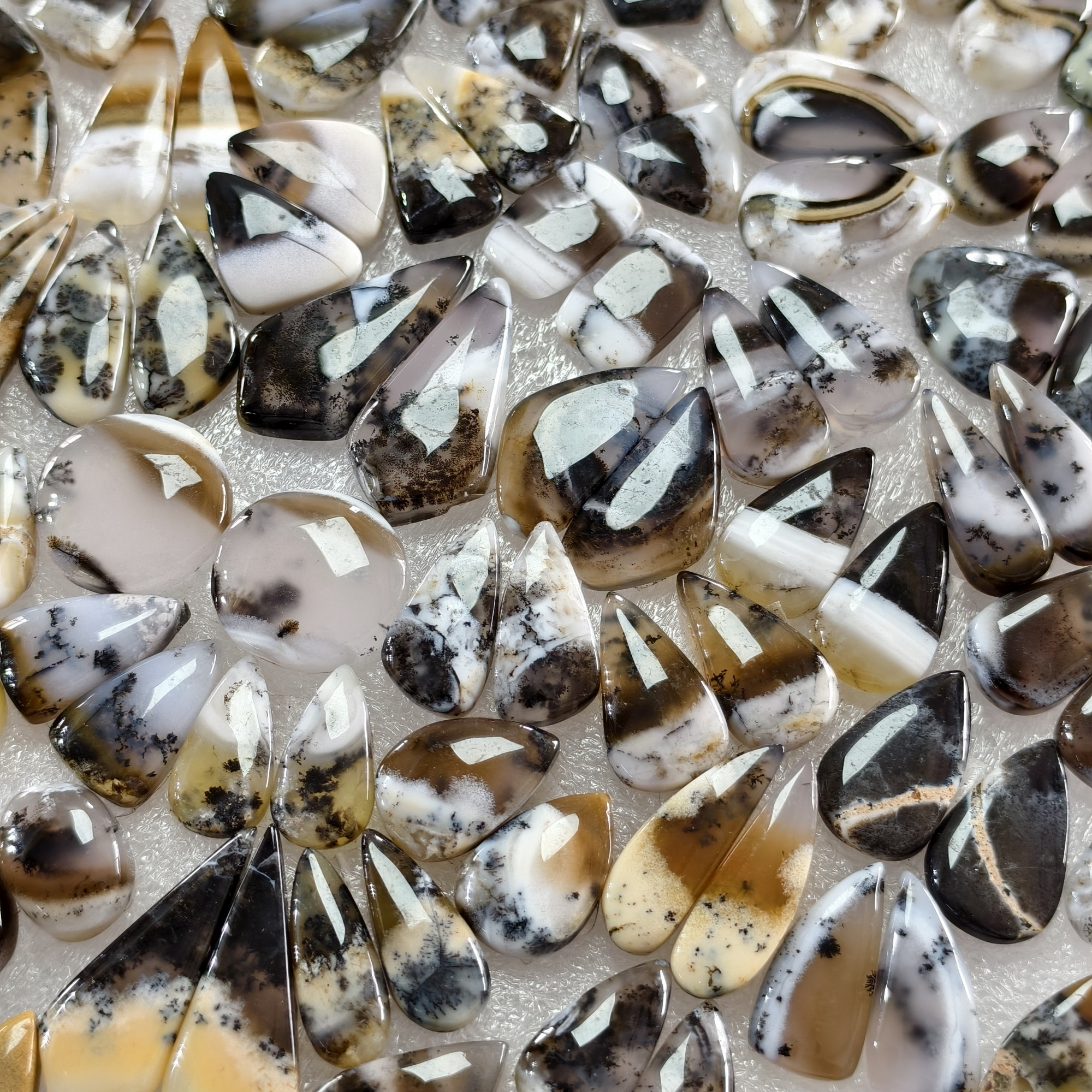 Natural Dendrite Agate Earring Pair Gemstone Matching Cabochons 10x10x329x11x3mm Jewelry Making Stones 16 ct Avg