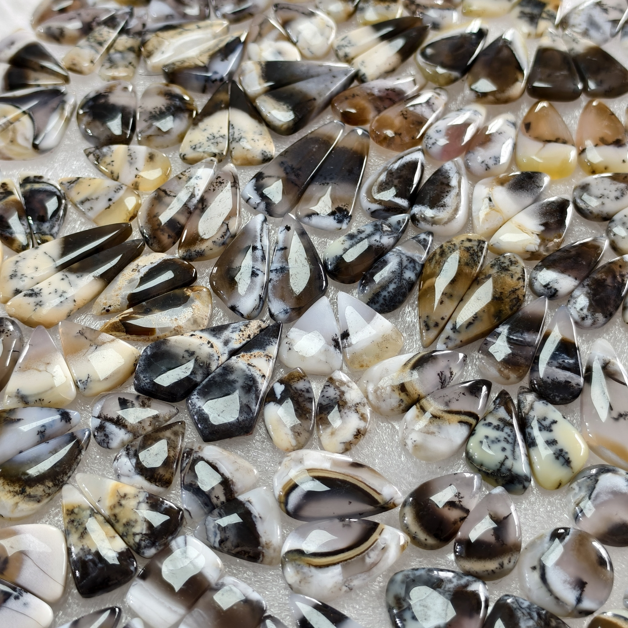 Natural Dendrite Agate Earring Pair Gemstone Matching Cabochons 10x10x329x11x3mm Jewelry Making Stones 16 ct Avg