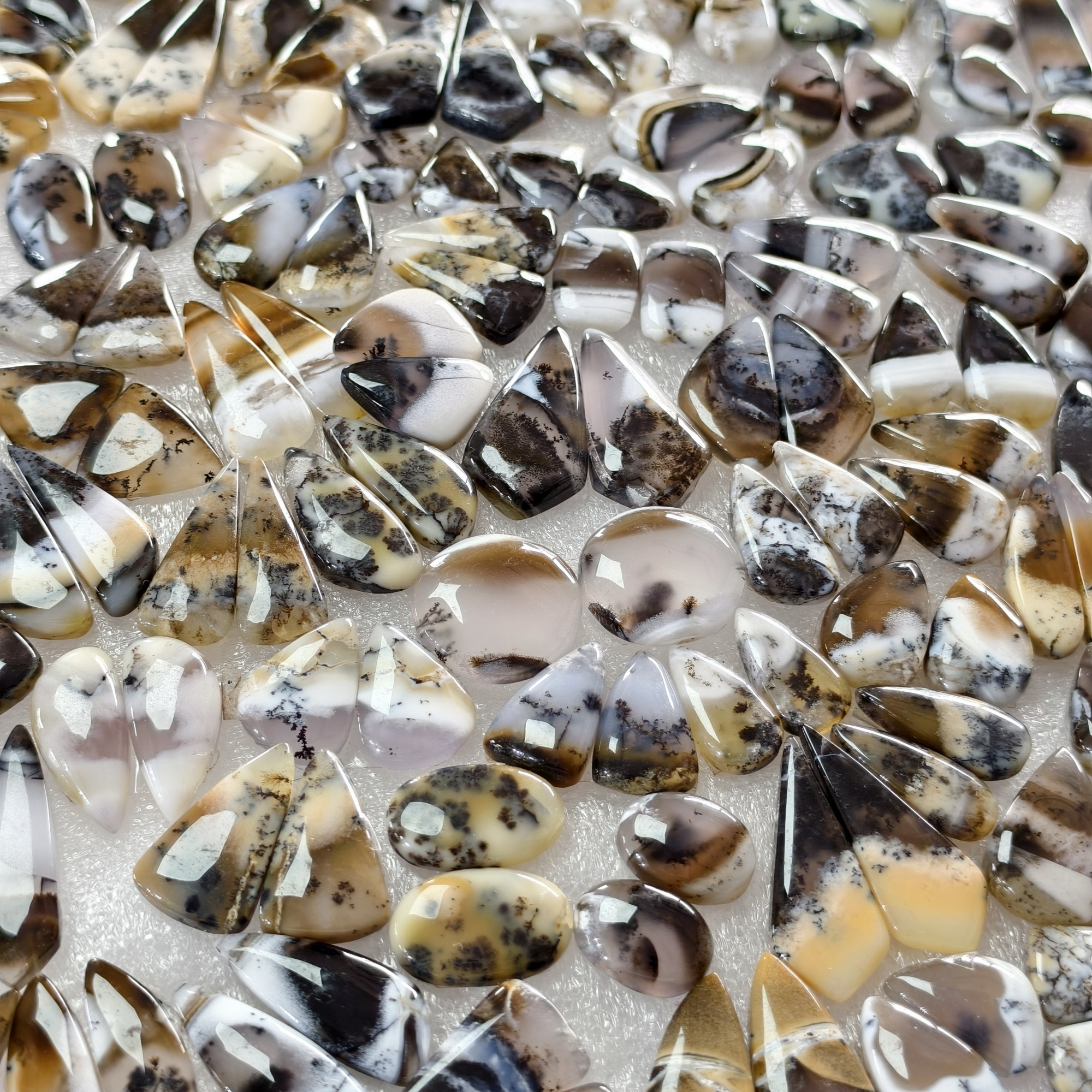 Natural Dendrite Agate Earring Pair Gemstone Matching Cabochons 10x10x329x11x3mm Jewelry Making Stones 16 ct Avg