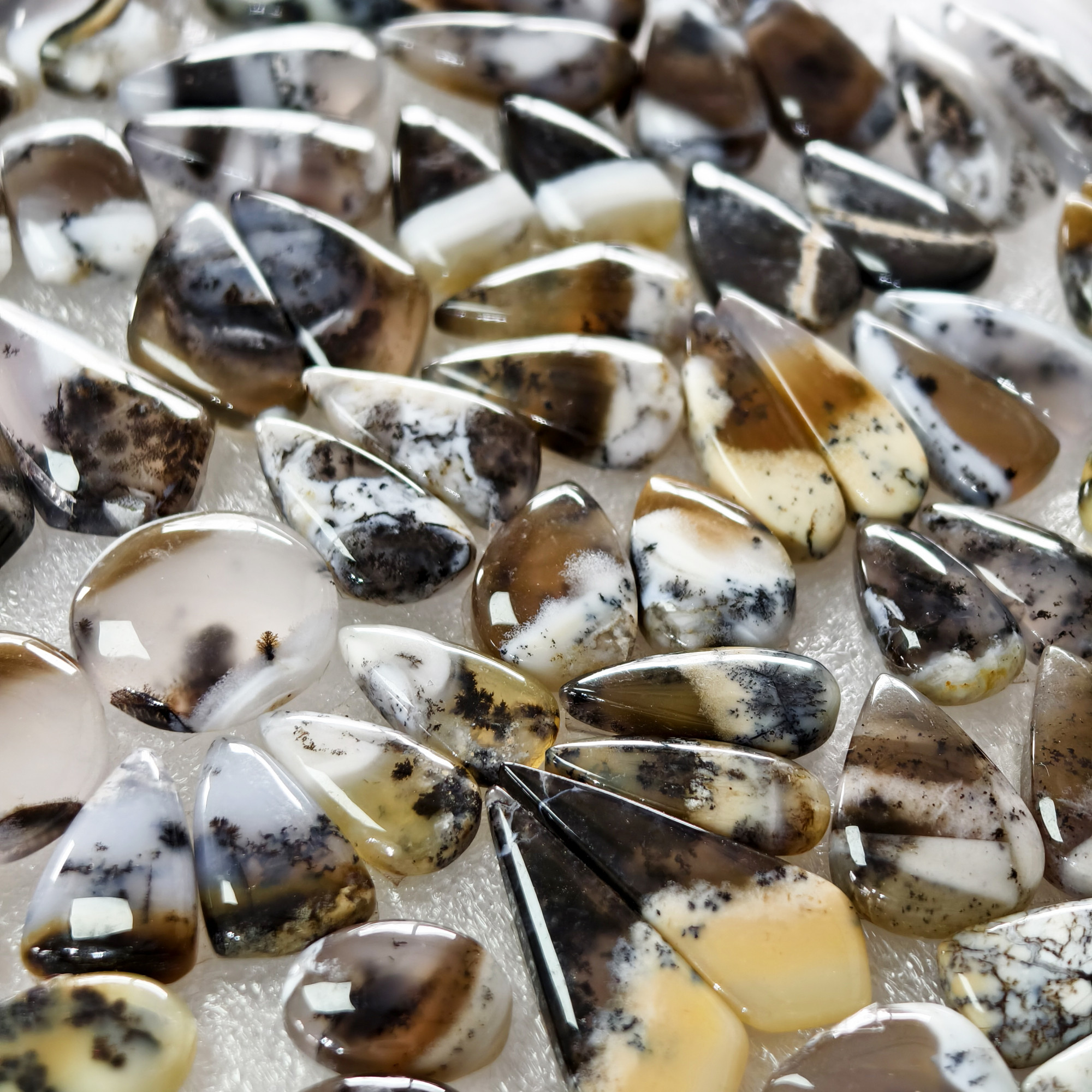 Natural Dendrite Agate Earring Pair Gemstone Matching Cabochons 10x10x329x11x3mm Jewelry Making Stones 16 ct Avg