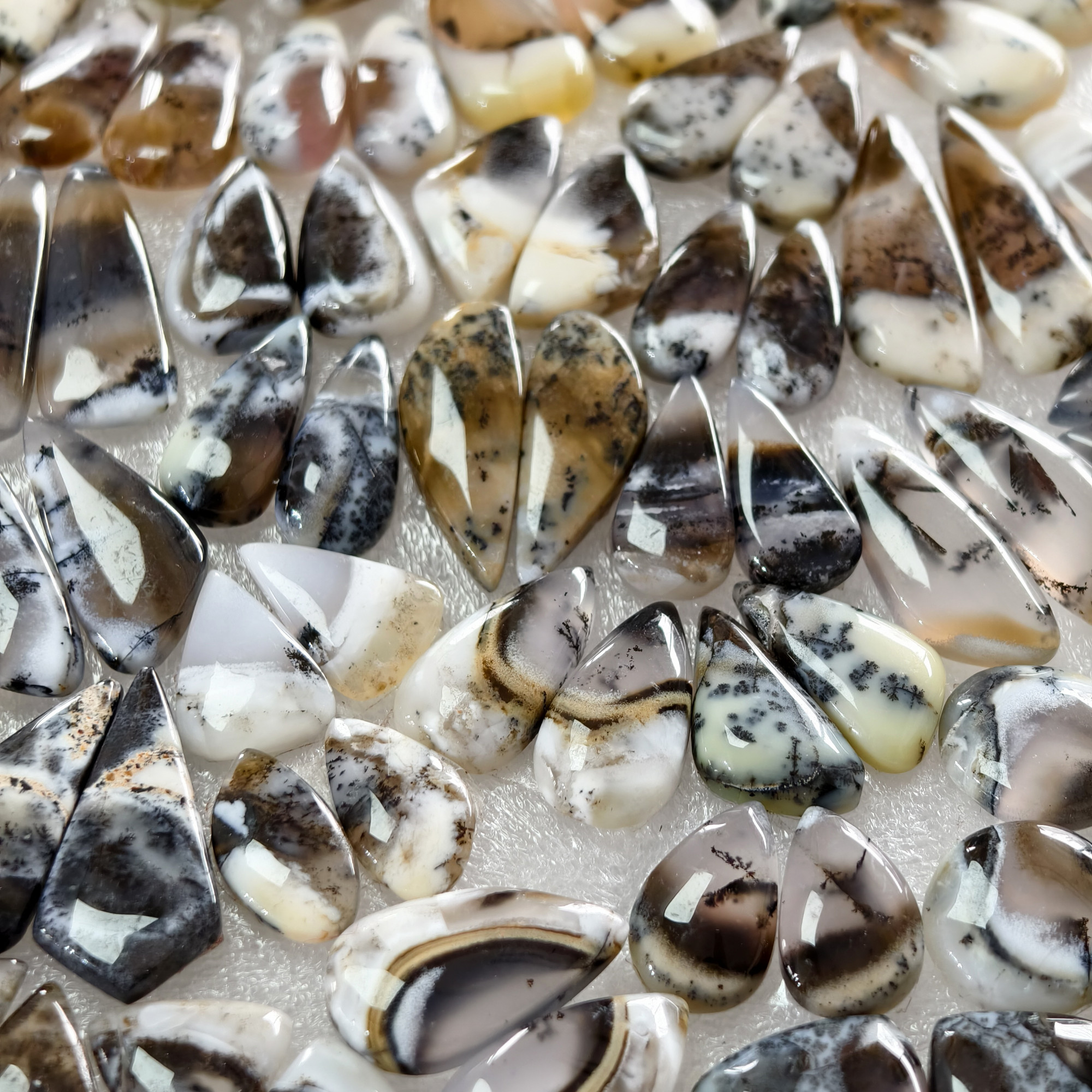 Natural Dendrite Agate Earring Pair Gemstone Matching Cabochons 10x10x329x11x3mm Jewelry Making Stones 16 ct Avg
