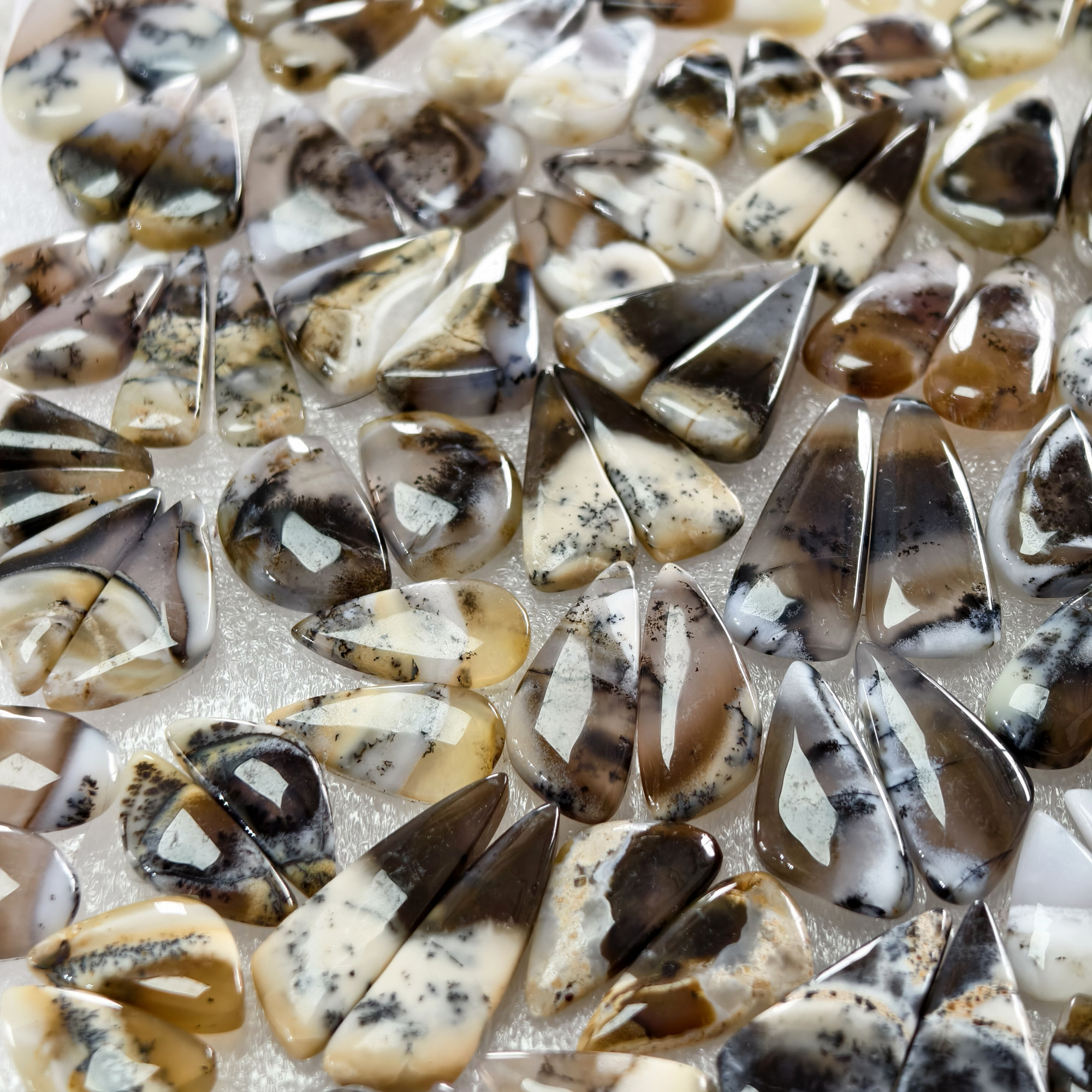 Natural Dendrite Agate Earring Pair Gemstone Matching Cabochons 10x10x329x11x3mm Jewelry Making Stones 16 ct Avg