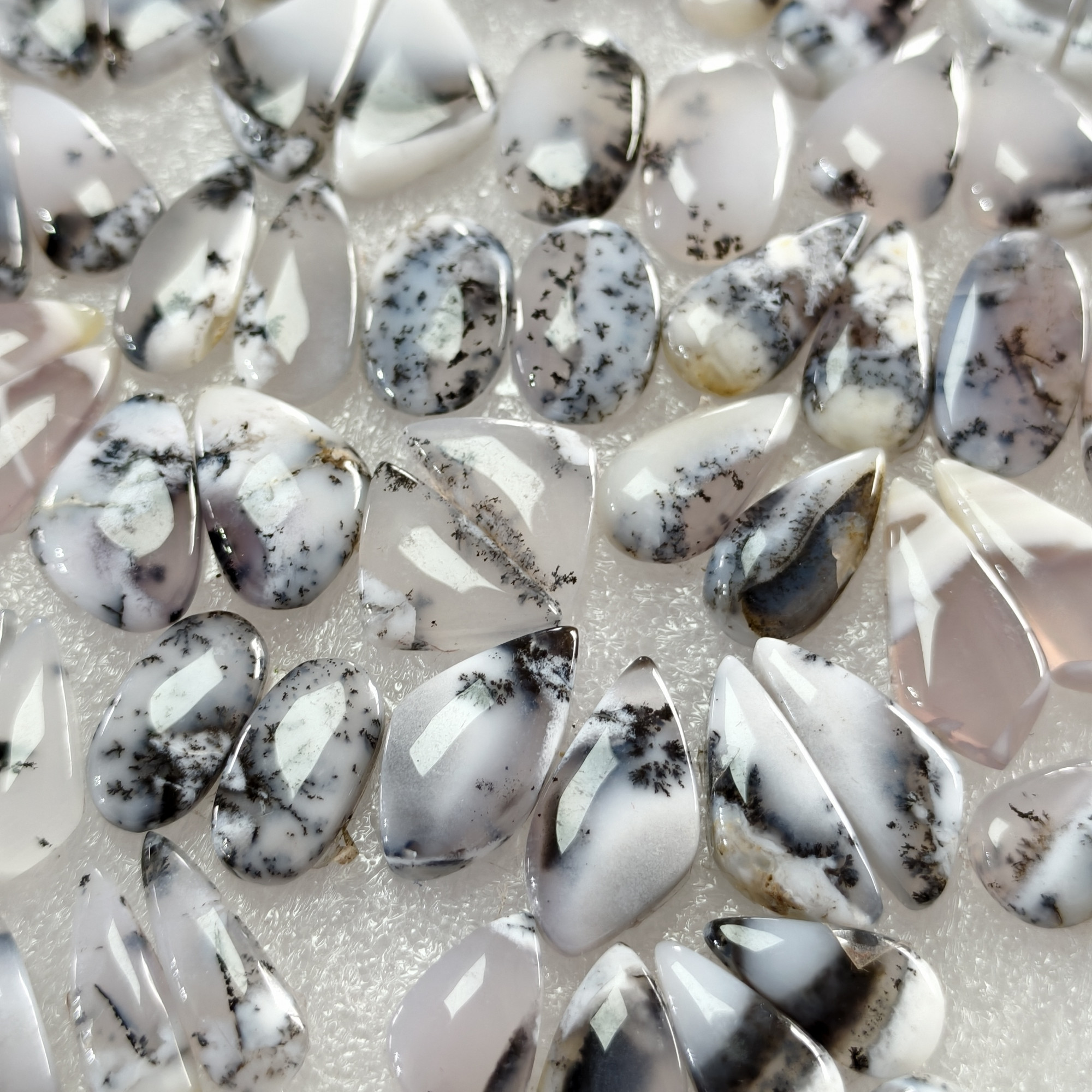 Natural Dendrite Agate Earring Pair Gemstone Matching Cabochons 13x6x324x12x3mm Jewelry Making Stones 12 ct Avg