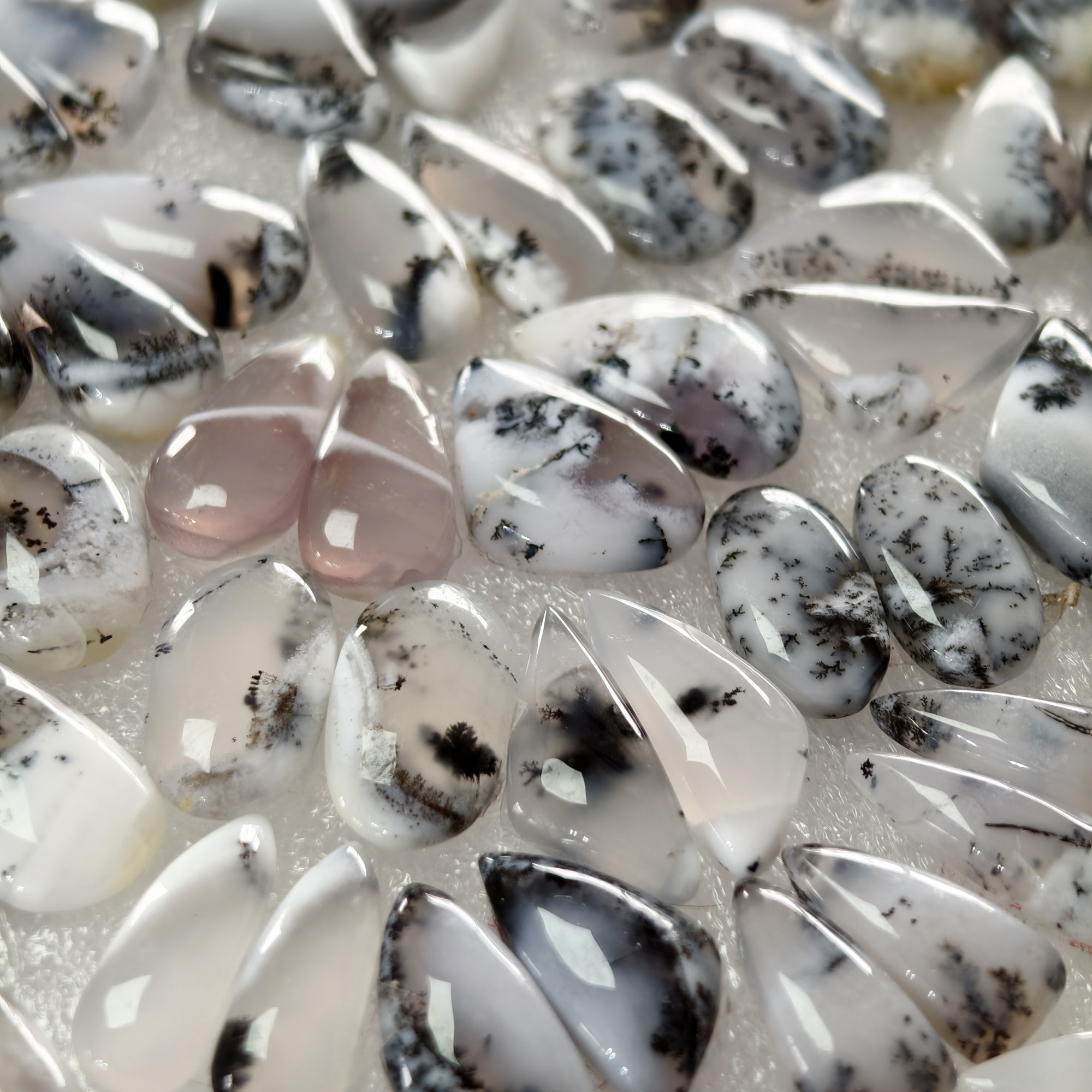 Natural Dendrite Agate Earring Pair Gemstone Matching Cabochons 13x6x324x12x3mm Jewelry Making Stones 12 ct Avg