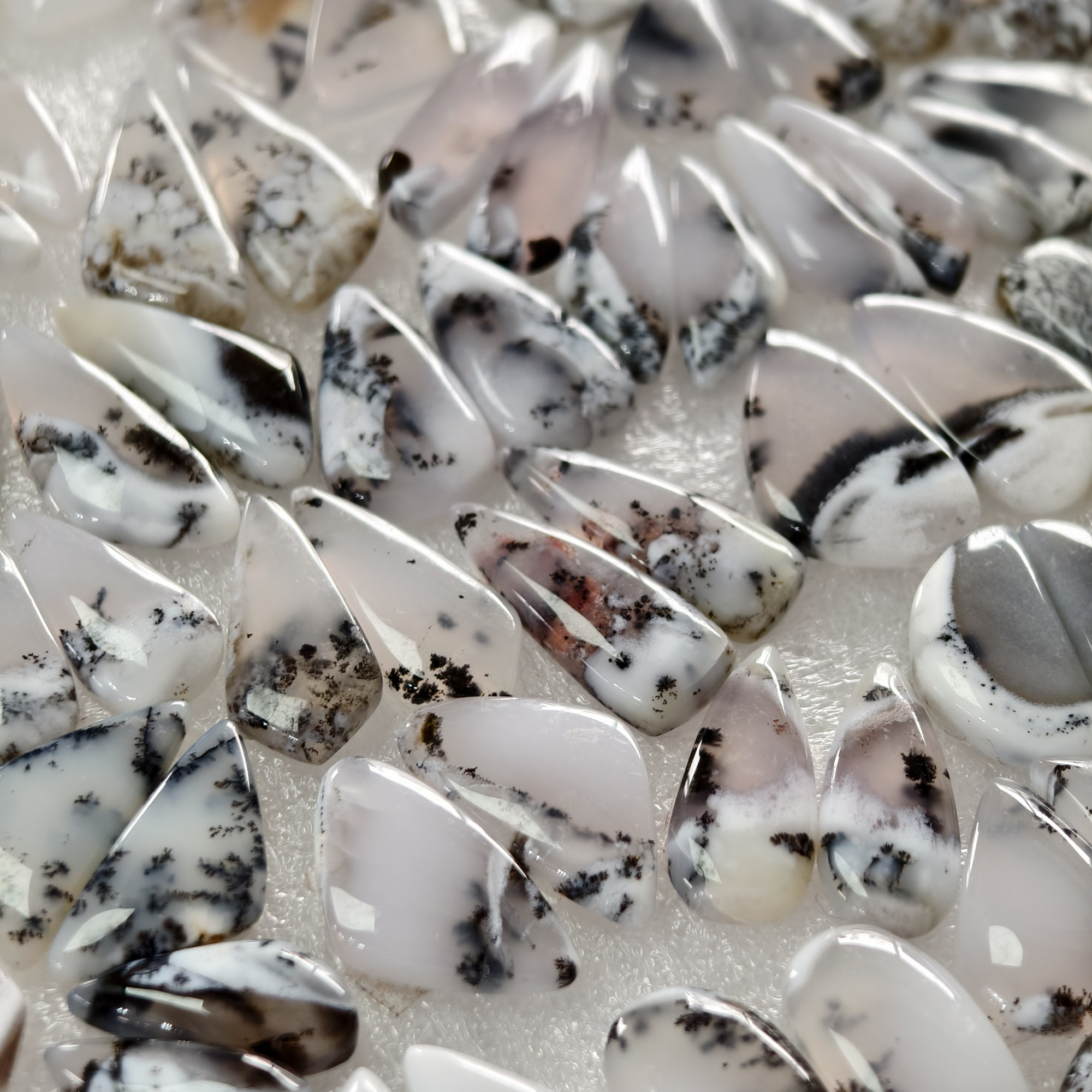 Natural Dendrite Agate Earring Pair Gemstone Matching Cabochons 13x6x324x12x3mm Jewelry Making Stones 12 ct Avg
