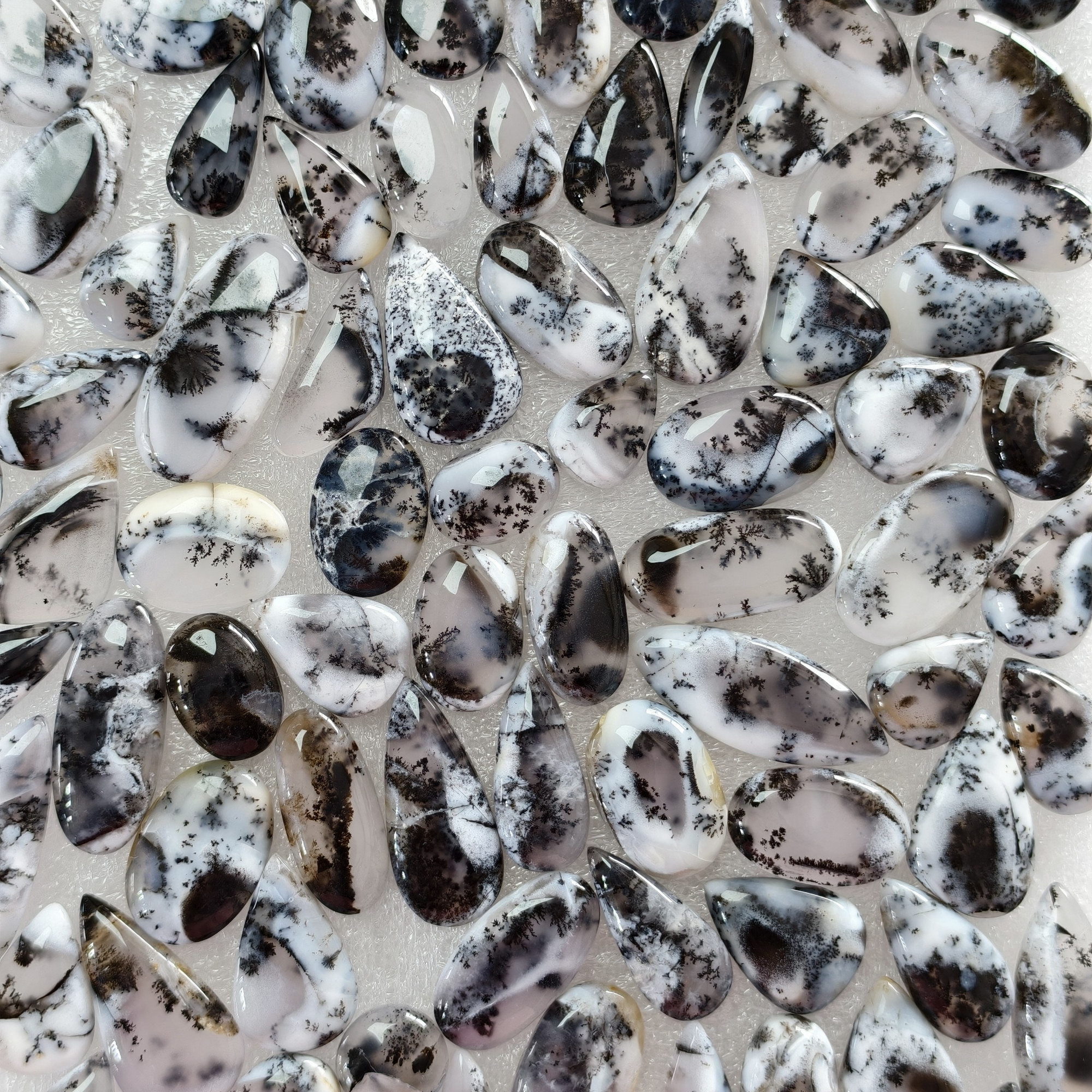 Natural Dendrite Agate Cabochon Gemstones Wholesale Bulk Jewelery Making 10x10x3mm 28x11x3mm 10 cts Average