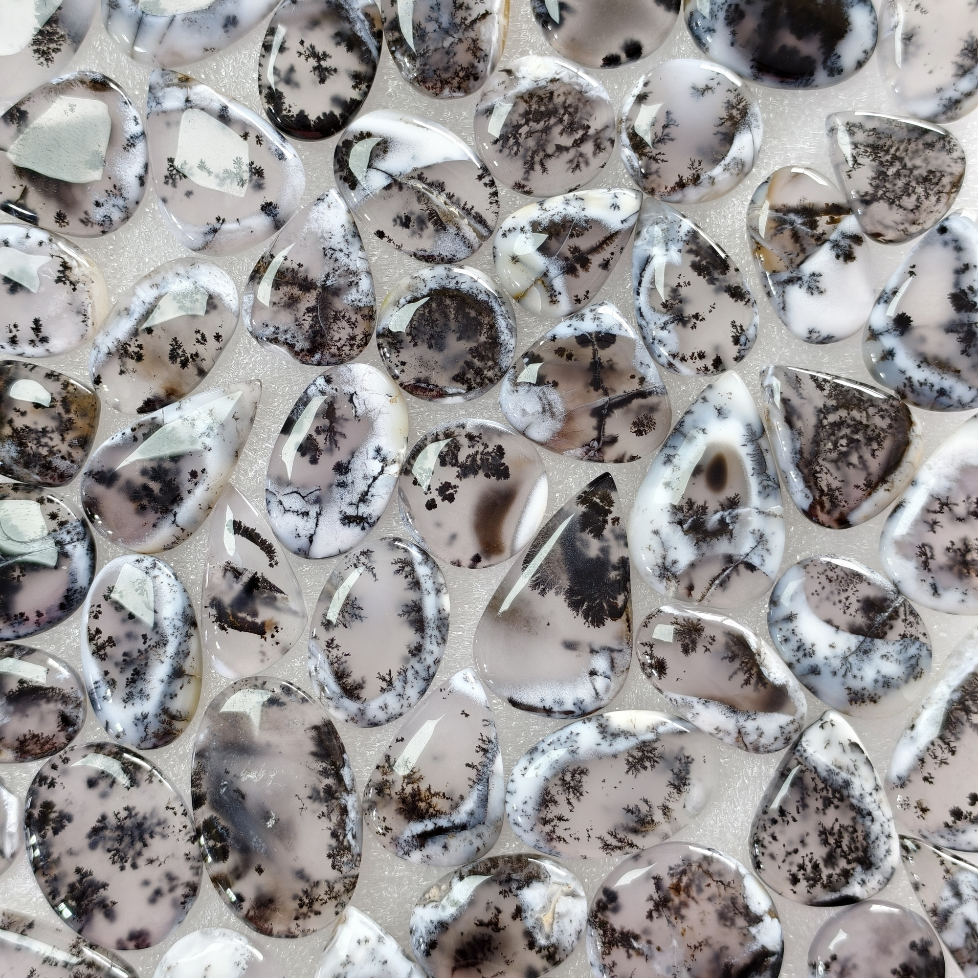 Natural Dendrite Agate Gemstone Cabochons Wholesale Loose Stones for Jewelry Making 20x13x3mm  49x18x3mm  16 Cts Avg