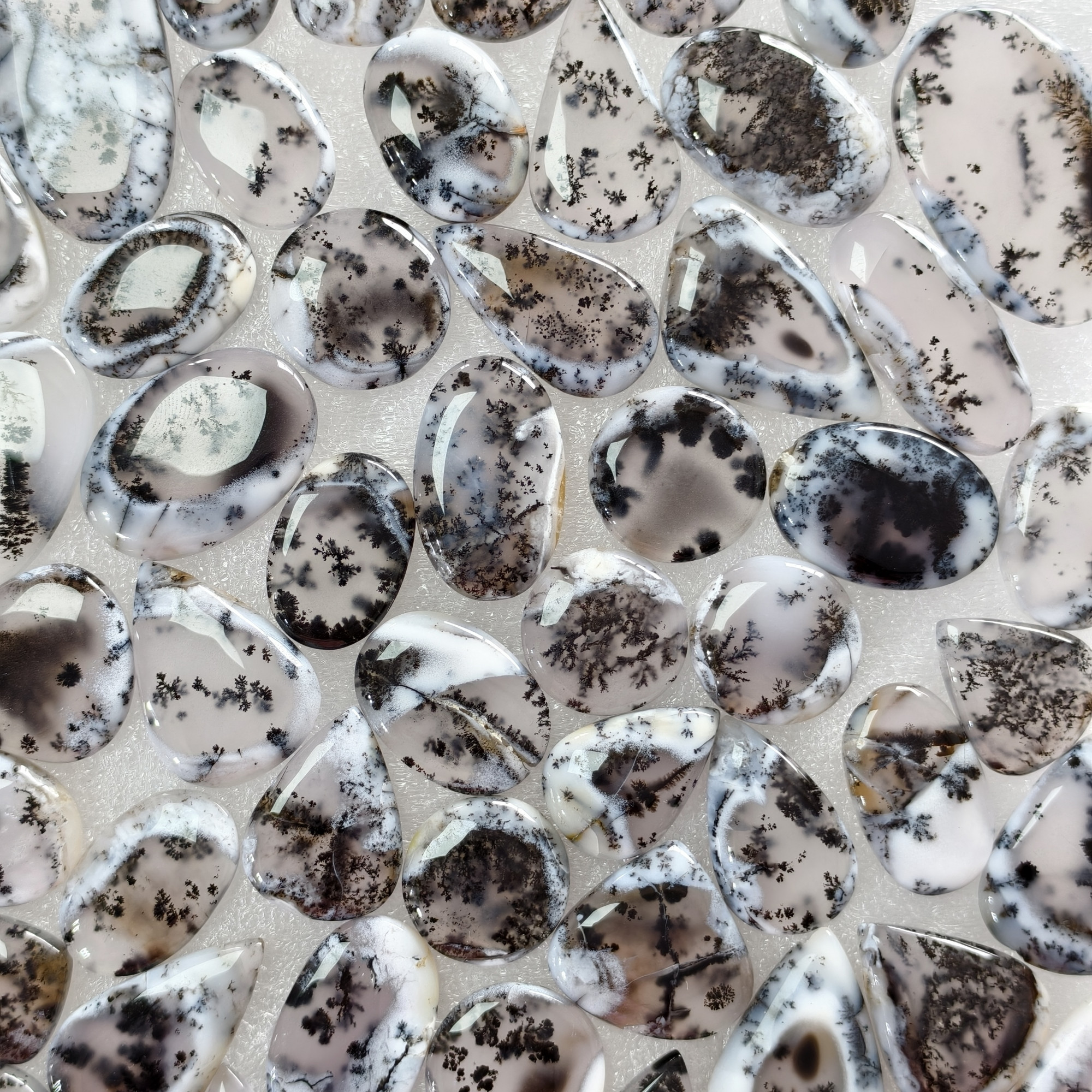 Natural Dendrite Agate Gemstone Cabochons Wholesale Loose Stones for Jewelry Making 20x13x3mm  49x18x3mm  16 Cts Avg