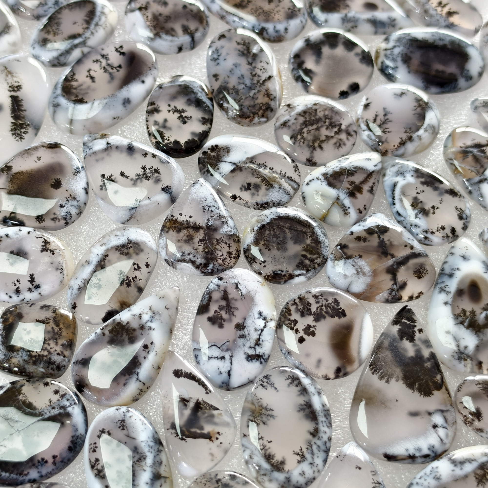 Natural Dendrite Agate Gemstone Cabochons Wholesale Loose Stones for Jewelry Making 20x13x3mm 49x18x3mm 16 Cts Avg