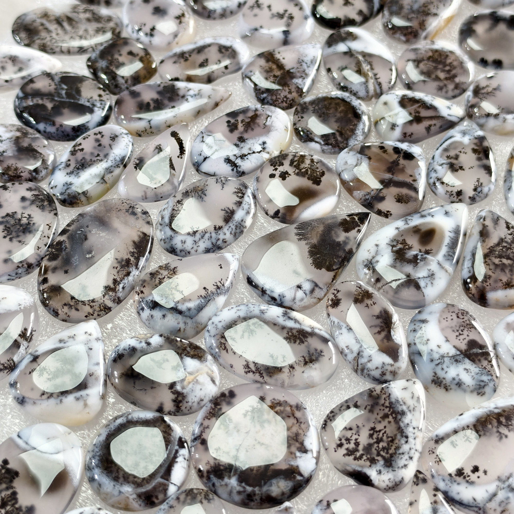 Natural Dendrite Agate Gemstone Cabochons Wholesale Loose Stones for Jewelry Making 20x13x3mm 49x18x3mm 16 Cts Avg