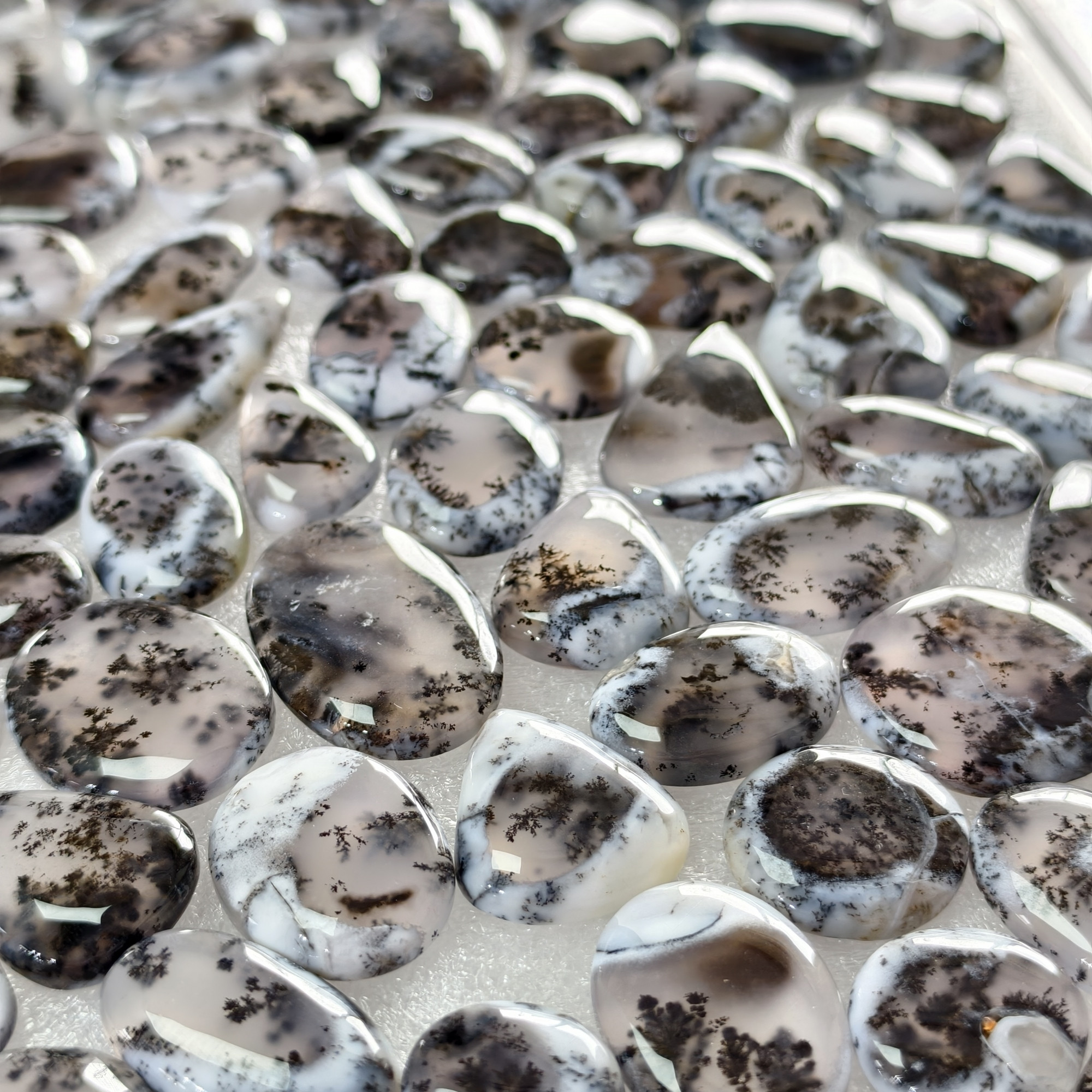 Natural Dendrite Agate Gemstone Cabochons Wholesale Loose Stones for Jewelry Making 20x13x3mm  49x18x3mm  16 Cts Avg