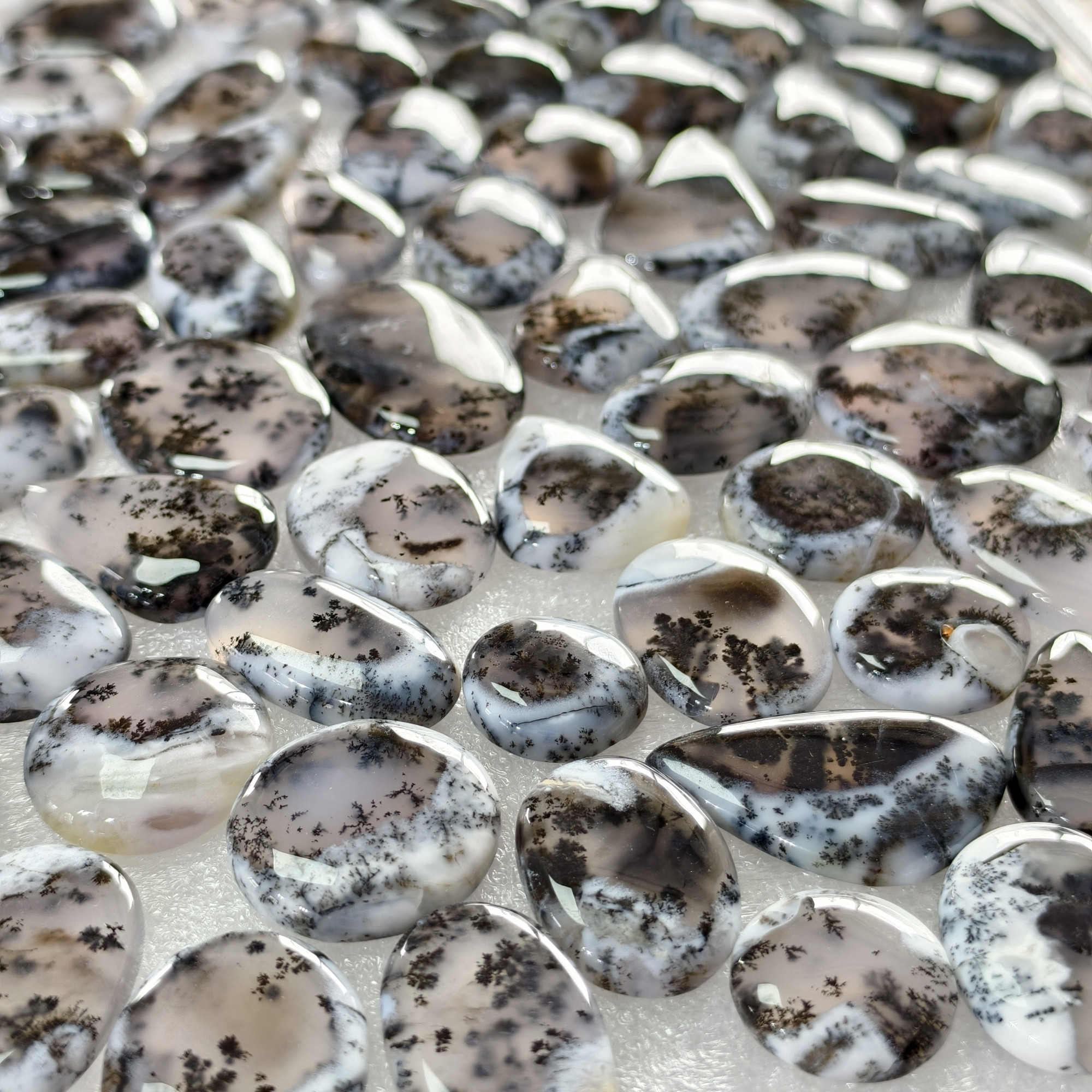 Natural Dendrite Agate Gemstone Cabochons Wholesale Loose Stones for Jewelry Making 20x13x3mm  49x18x3mm  16 Cts Avg