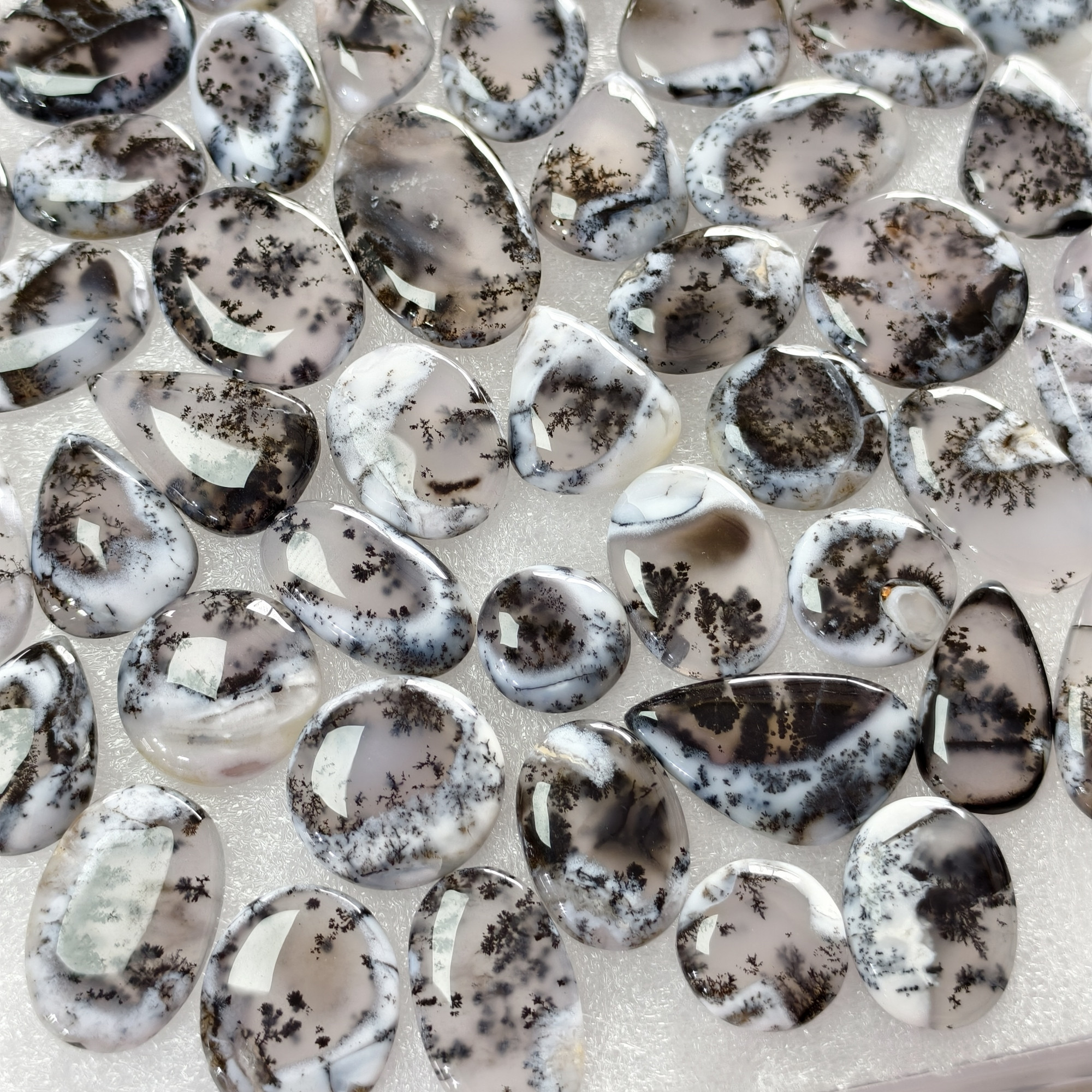 Natural Dendrite Agate Gemstone Cabochons Wholesale Loose Stones for Jewelry Making 20x13x3mm  49x18x3mm  16 Cts Avg