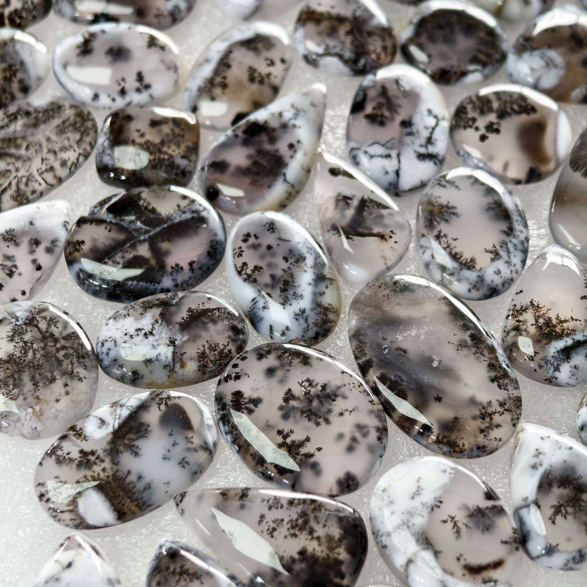Natural Dendrite Agate Gemstone Cabochons Wholesale Loose Stones for Jewelry Making 20x13x3mm  49x18x3mm  16 Cts Avg