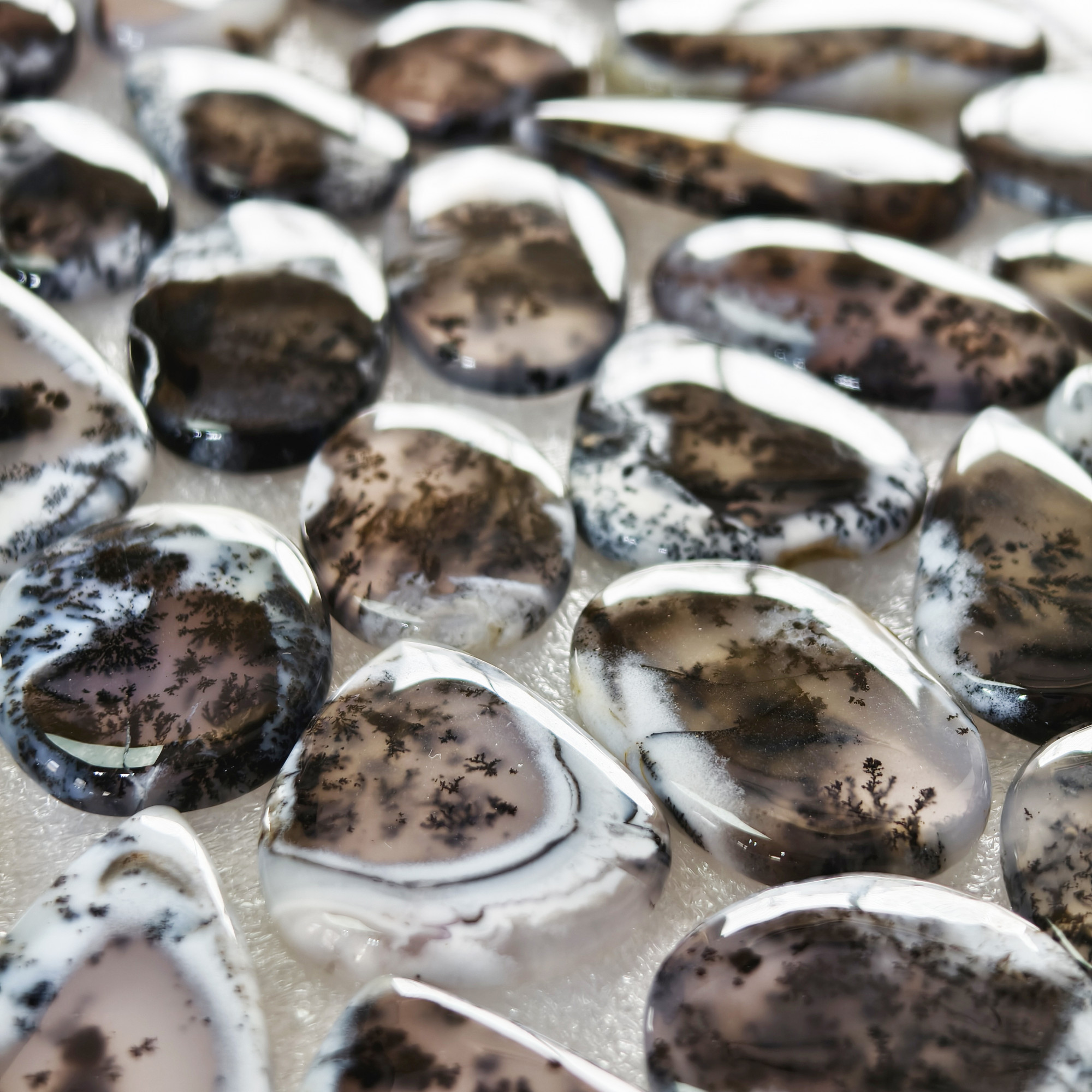 Natural Dendrite Agate Cabochon Gemstones Bulk Wholesale Jewelry Making Stones 20x20x3mm  42x30x3mm 30 Cts Avg