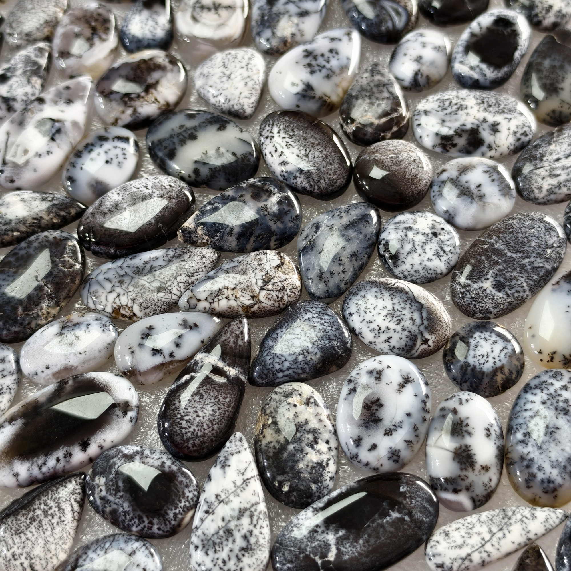 Natural Dendritic Agate Cabochon Loose Gemstones Wholesale Bulk for Jewelry Making 14x11x3mm 21x15x3mm 8 Cts Avg