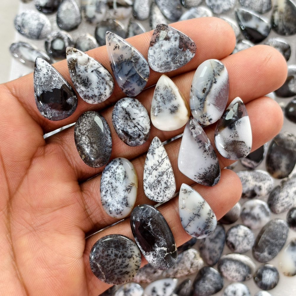 Image of Natural Dendritic Agate Cabochon Loose Gemstones Wholesale Bulk for Jewelry Making 14x11x3mm – 21x15x3mm 8 Cts Avg