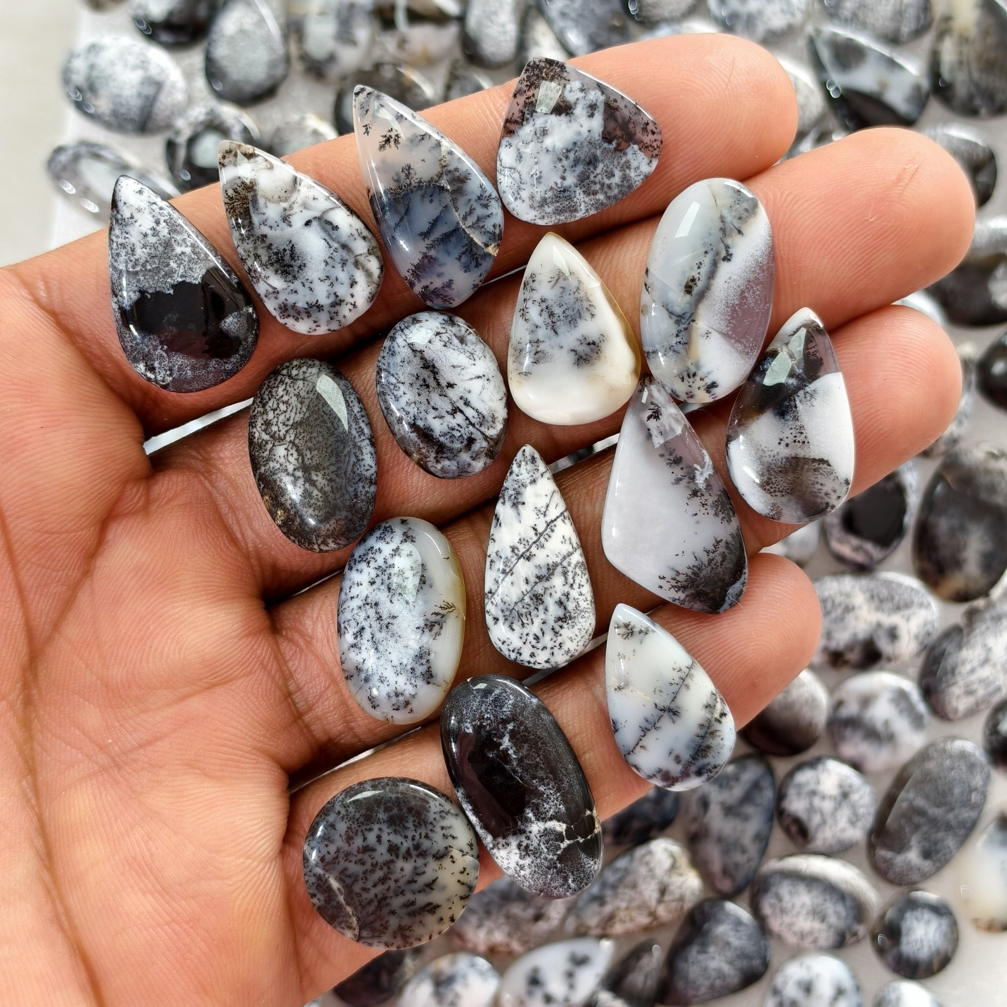 Natural Dendritic Agate Cabochon Loose Gemstones Wholesale Bulk for Jewelry Making 14x11x3mm  21x15x3mm 8 Cts Avg