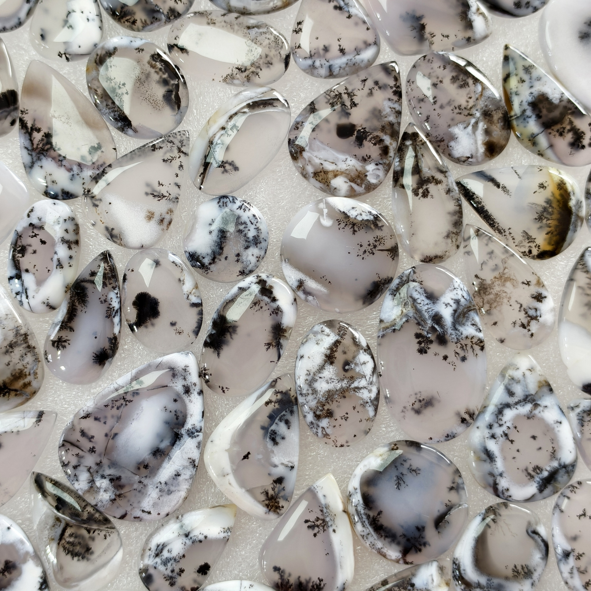 Natural Dendrite Agate Loose Cabochon Gemstones Wholesale Bulk Jewelry Making 22x16x3mm  35x27x3mm 21 Cts Avg