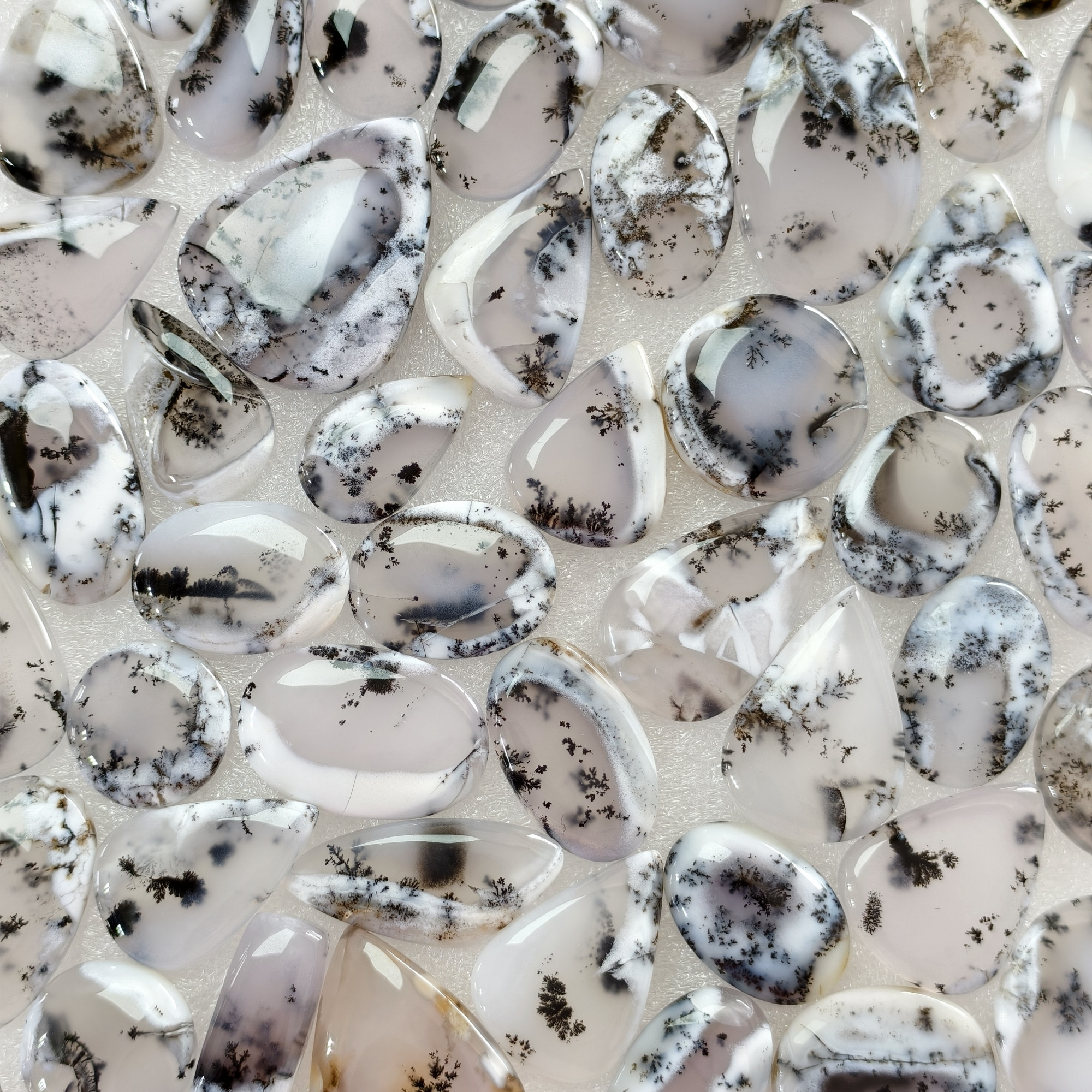 Natural Dendrite Agate Loose Cabochon Gemstones Wholesale Bulk Jewelry Making 22x16x3mm  35x27x3mm 21 Cts Avg