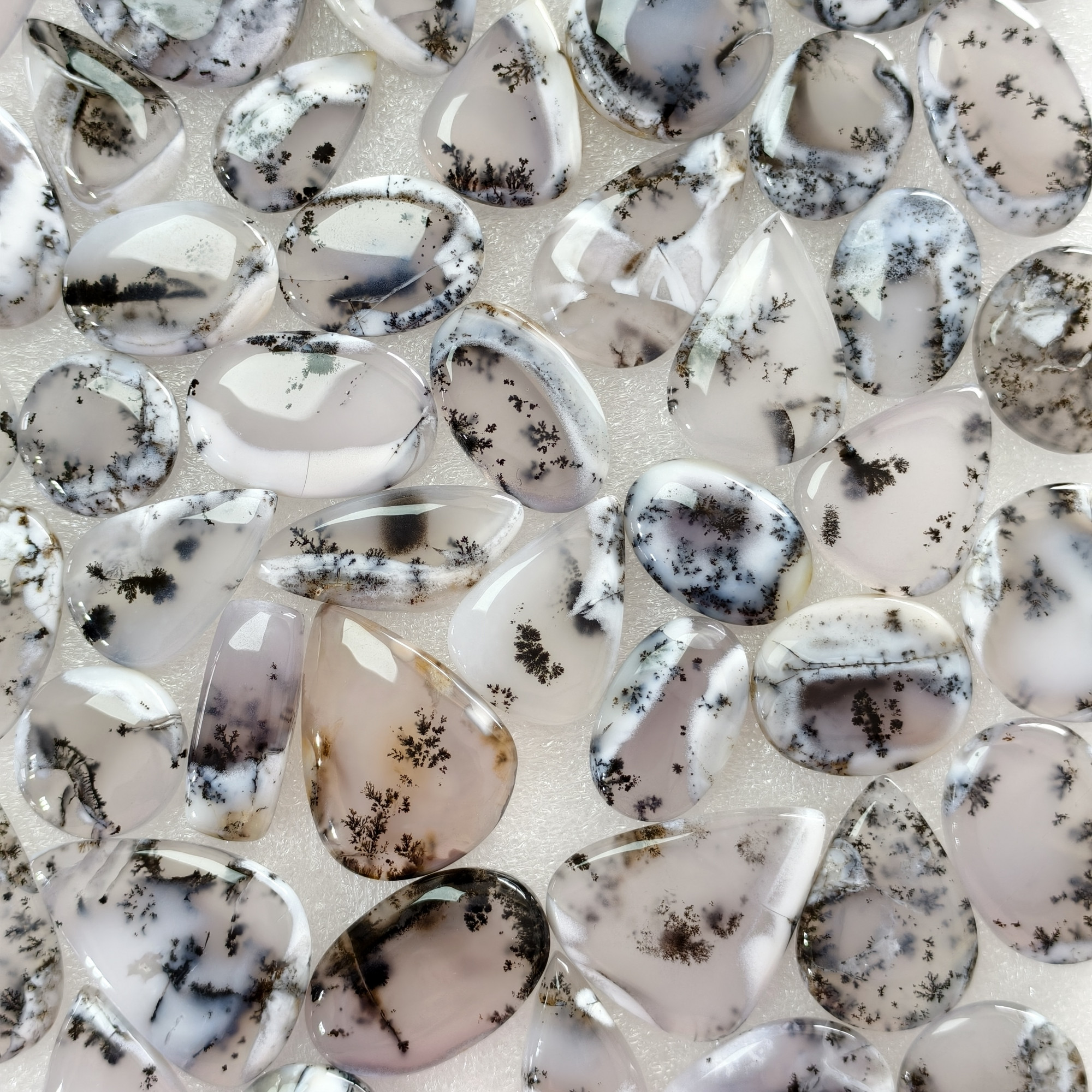 Natural Dendrite Agate Loose Cabochon Gemstones Wholesale Bulk Jewelry Making 22x16x3mm 35x27x3mm 21 Cts Avg