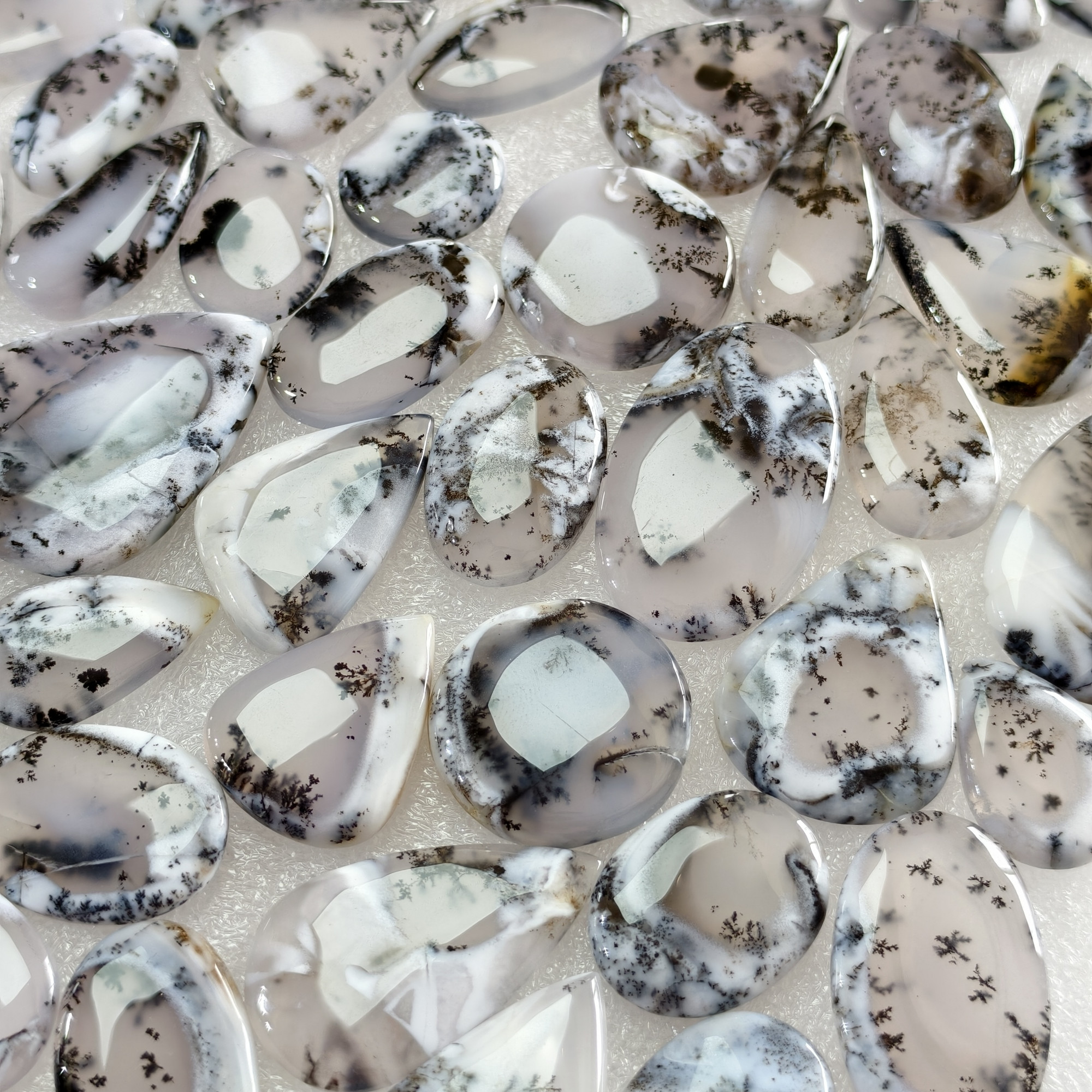 Natural Dendrite Agate Loose Cabochon Gemstones Wholesale Bulk Jewelry Making 22x16x3mm 35x27x3mm 21 Cts Avg