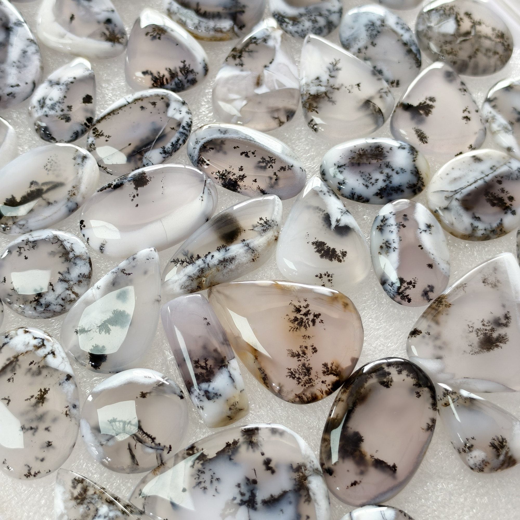 Natural Dendrite Agate Loose Cabochon Gemstones Wholesale Bulk Jewelry Making 22x16x3mm  35x27x3mm 21 Cts Avg