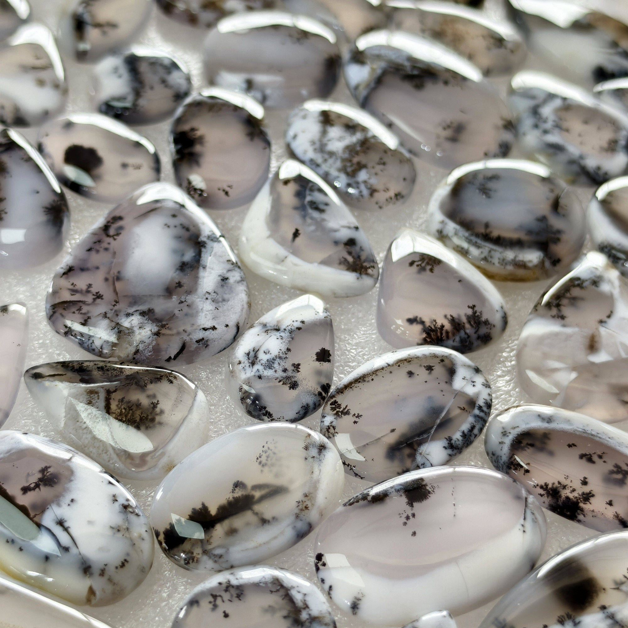 Natural Dendrite Agate Loose Cabochon Gemstones Wholesale Bulk Jewelry Making 22x16x3mm  35x27x3mm 21 Cts Avg