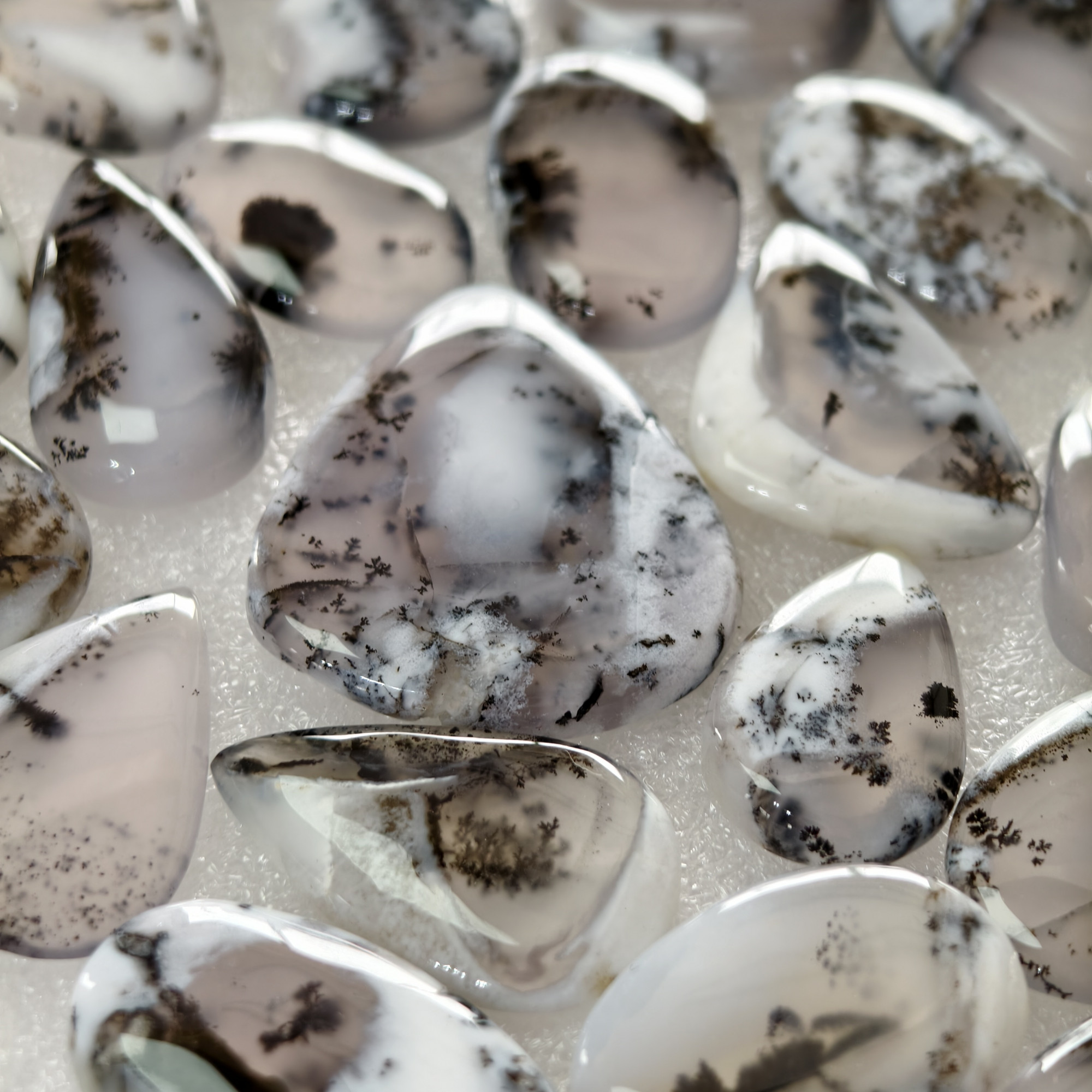 Natural Dendrite Agate Loose Cabochon Gemstones Wholesale Bulk Jewelry Making 22x16x3mm  35x27x3mm 21 Cts Avg