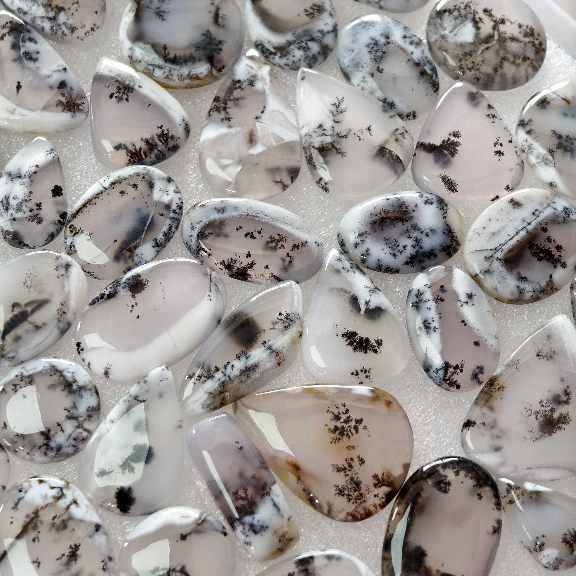 Natural Dendrite Agate Loose Cabochon Gemstones Wholesale Bulk Jewelry Making 22x16x3mm  35x27x3mm 21 Cts Avg