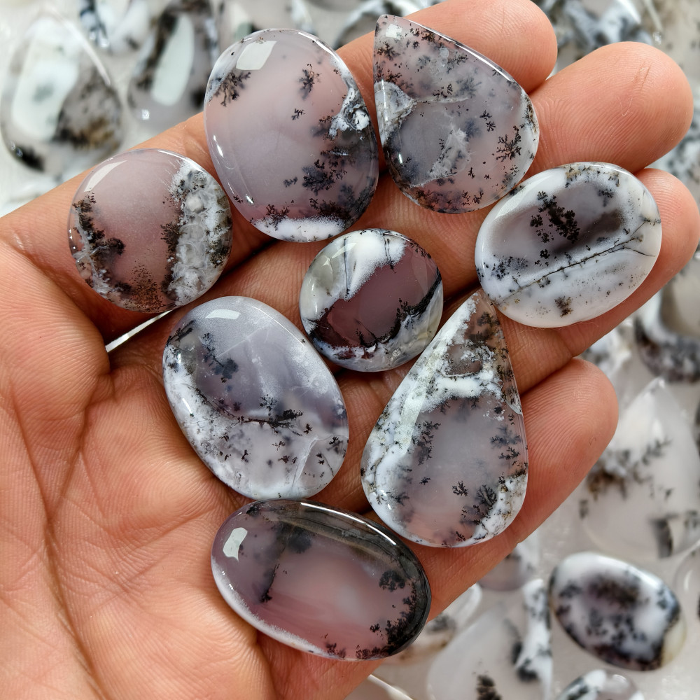 Image of Natural Dendrite Agate Loose Cabochon Gemstones Wholesale Bulk Jewelry Making 22x16x3mm – 35x27x3mm 21 Cts Avg