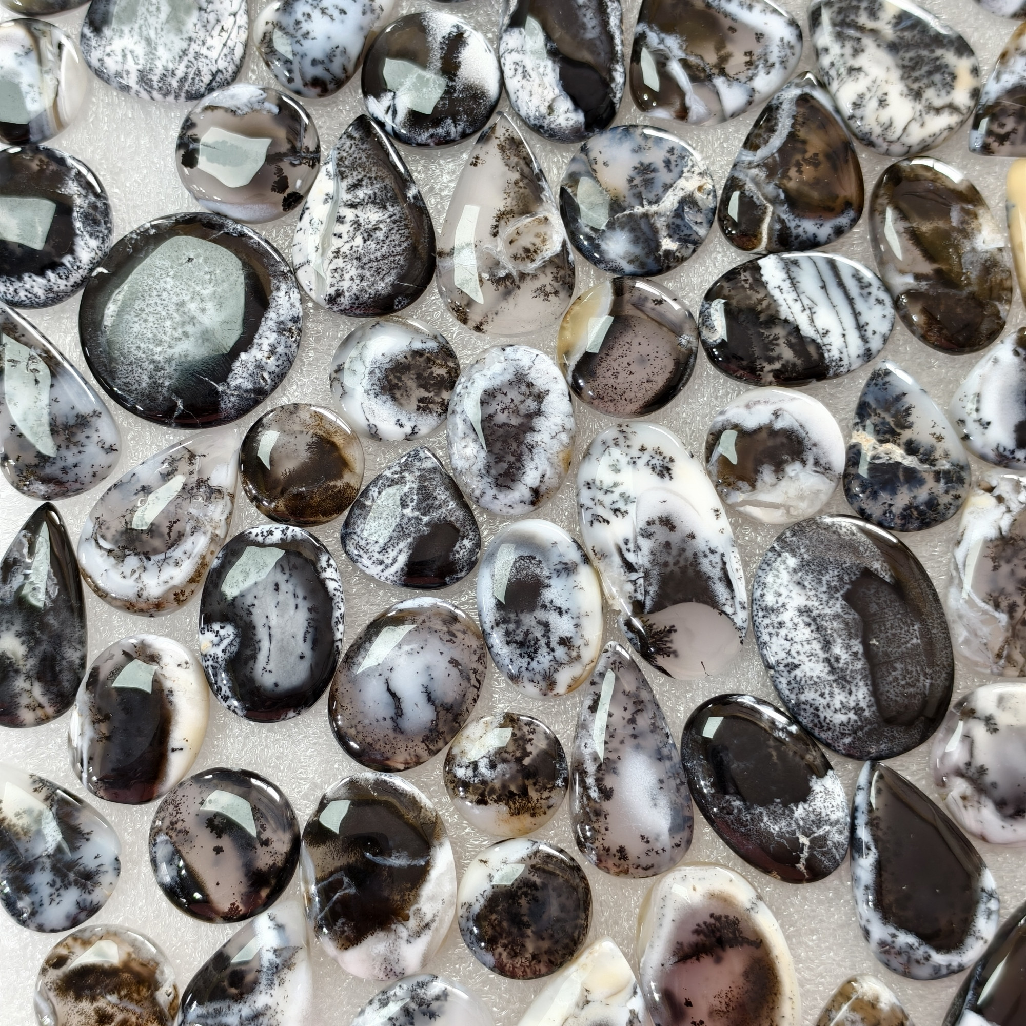 Natural Dendritic Agate Gemstone Cabochons Wholesale Loose Stones Bulk Jewelry Making 15x15x3mm  29x20x3mm 15 Cts Avg
