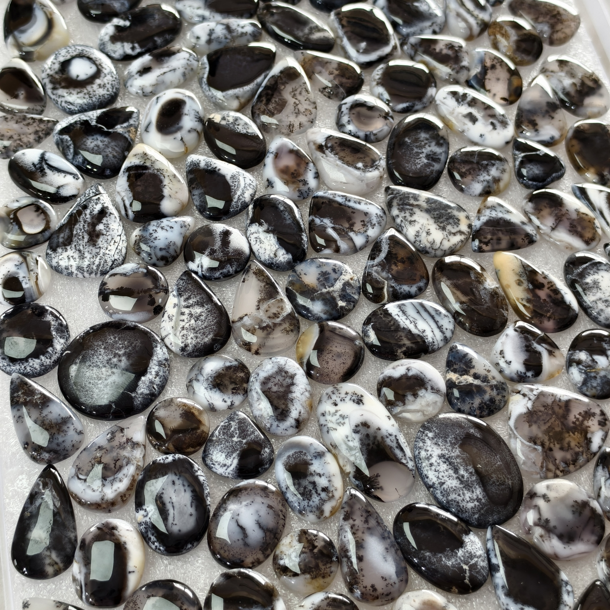 Natural Dendritic Agate Gemstone Cabochons Wholesale Loose Stones Bulk Jewelry Making 15x15x3mm  29x20x3mm 15 Cts Avg