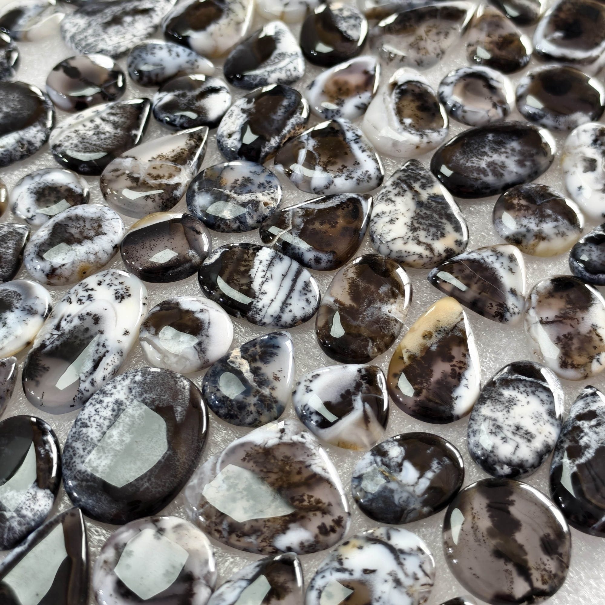 Natural Dendritic Agate Gemstone Cabochons Wholesale Loose Stones Bulk Jewelry Making 15x15x3mm  29x20x3mm 15 Cts Avg