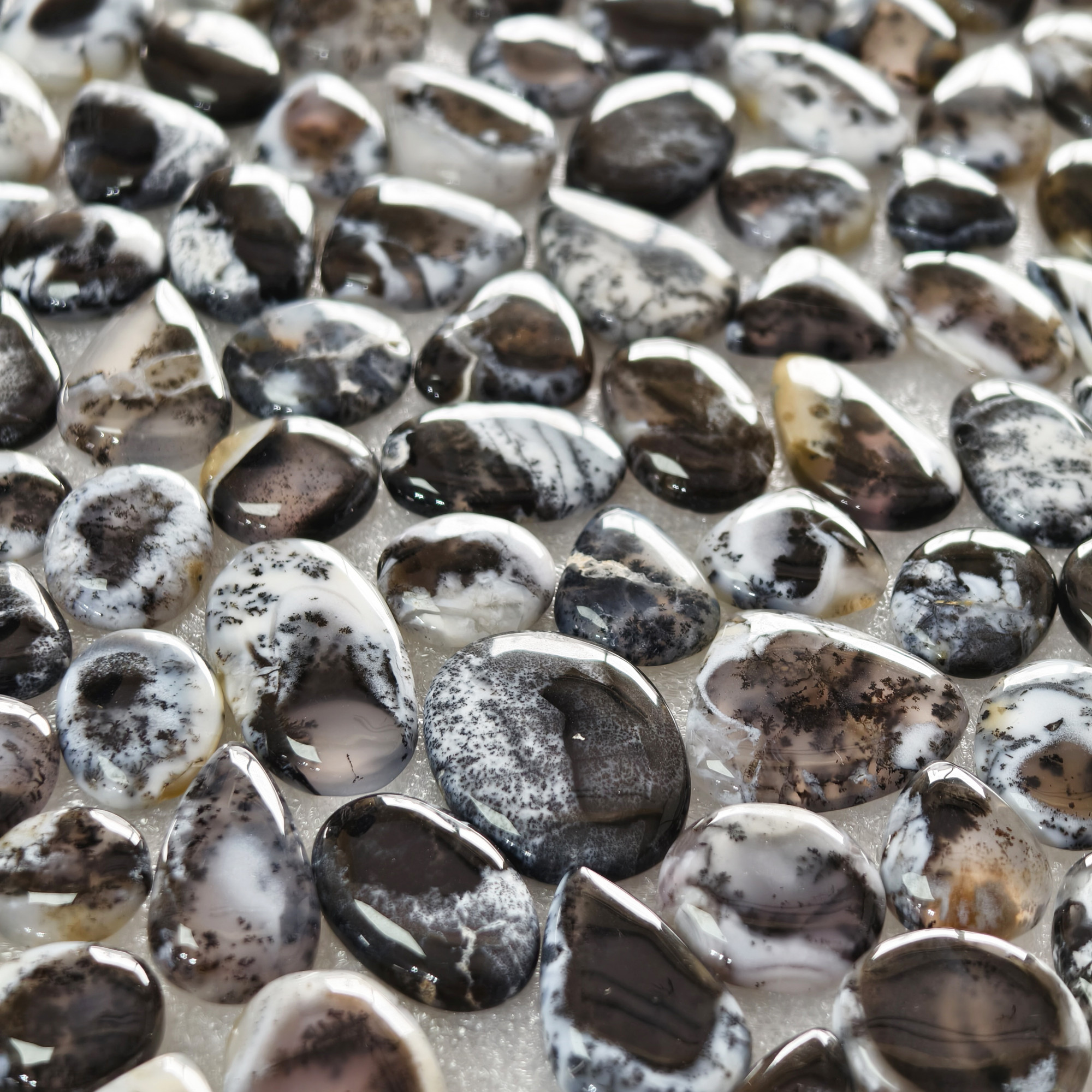 Natural Dendritic Agate Gemstone Cabochons Wholesale Loose Stones Bulk Jewelry Making 15x15x3mm  29x20x3mm 15 Cts Avg
