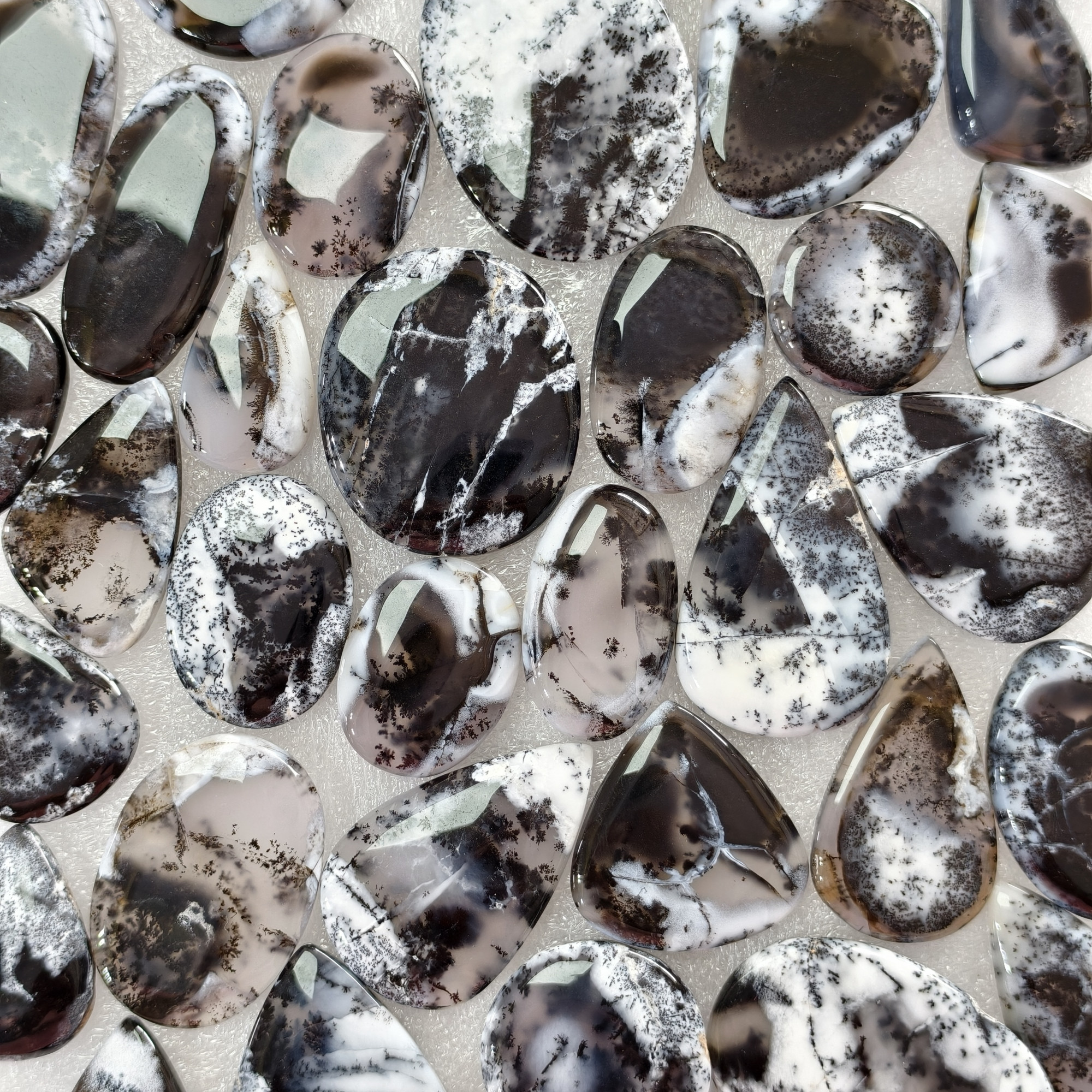 Natural Dendrite Agate Cabochon Stones Wholesale Bulk Loose Gemstones for Jewelry Making 22x22x3mm  50x26x3mm 31 Cts Avg