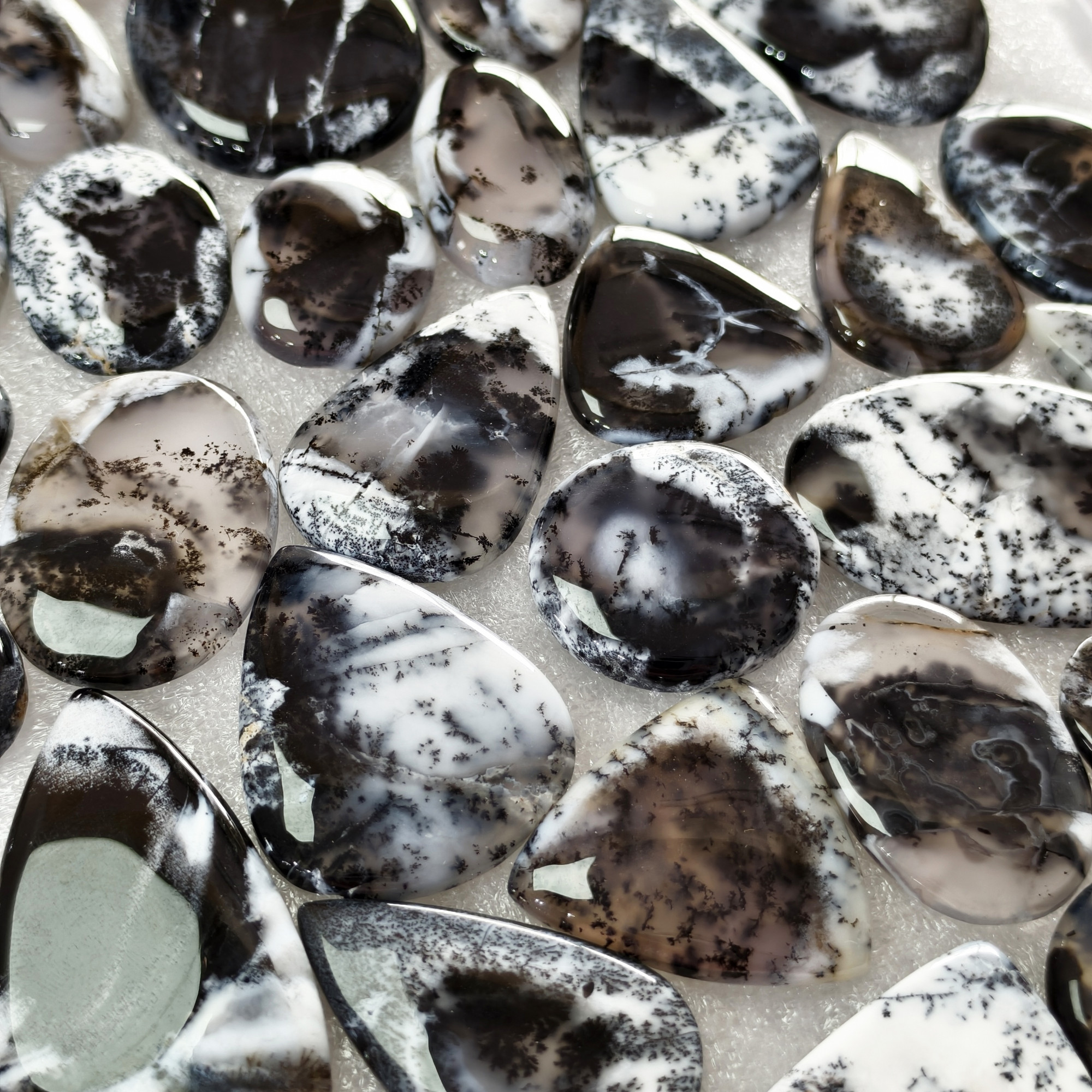 Natural Dendrite Agate Cabochon Stones Wholesale Bulk Loose Gemstones for Jewelry Making 22x22x3mm  50x26x3mm 31 Cts Avg