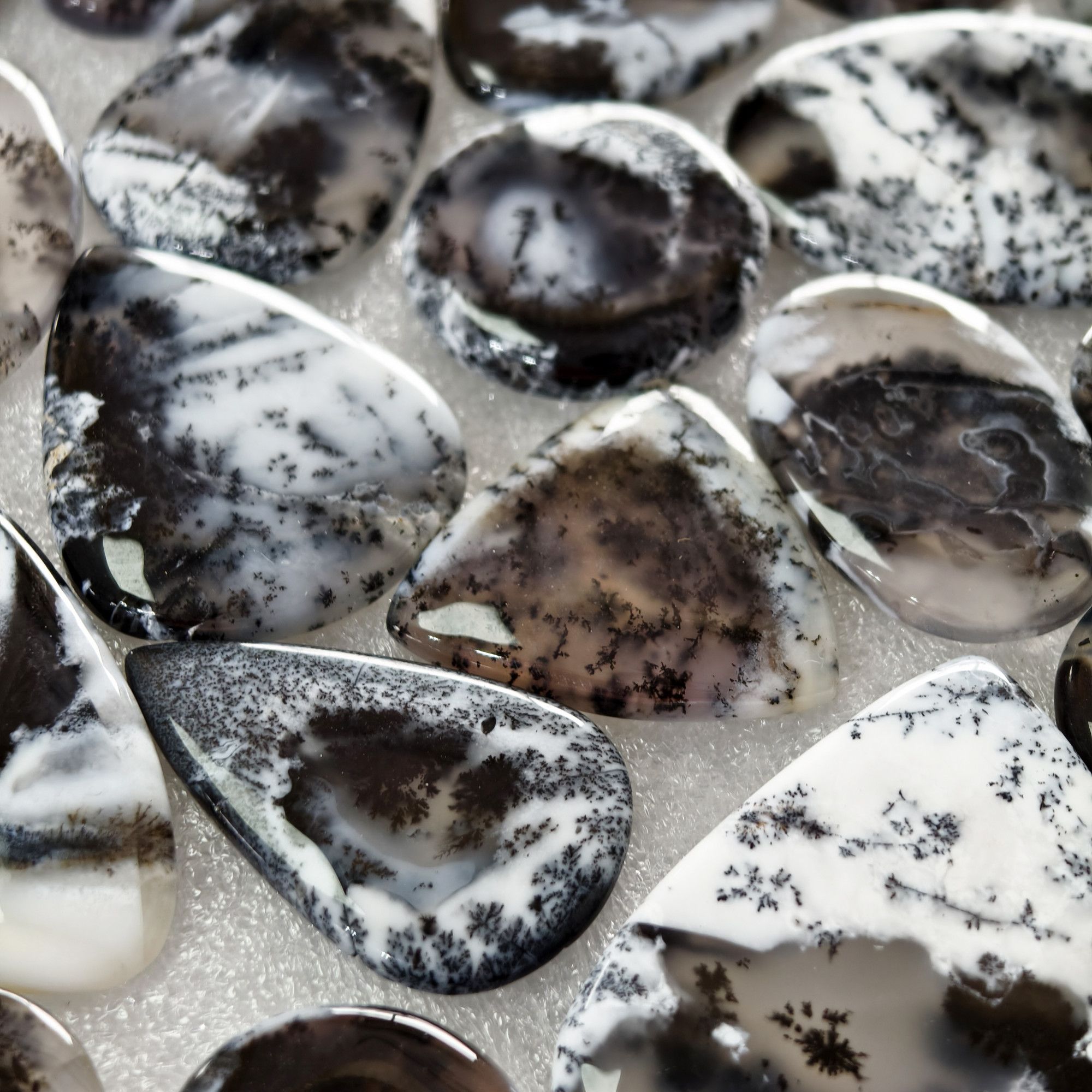 Natural Dendrite Agate Cabochon Stones Wholesale Bulk Loose Gemstones for Jewelry Making 22x22x3mm  50x26x3mm 31 Cts Avg