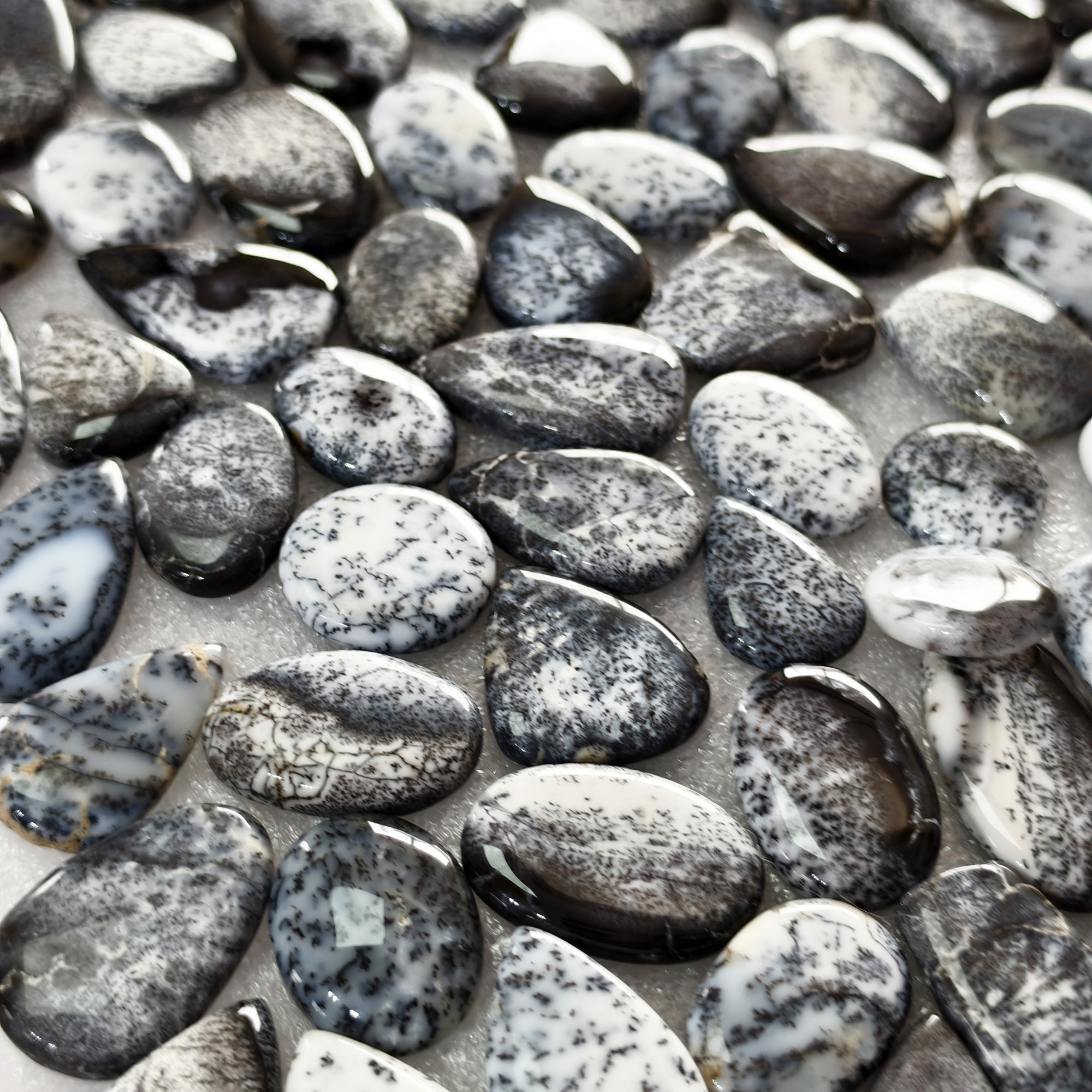 Natural Dendritic Agate Cabochon Gemstones Wholesale Bulk Jewelry Making Loose Stones 16x16x3mm  36x18x3mm 16 Cts Avg