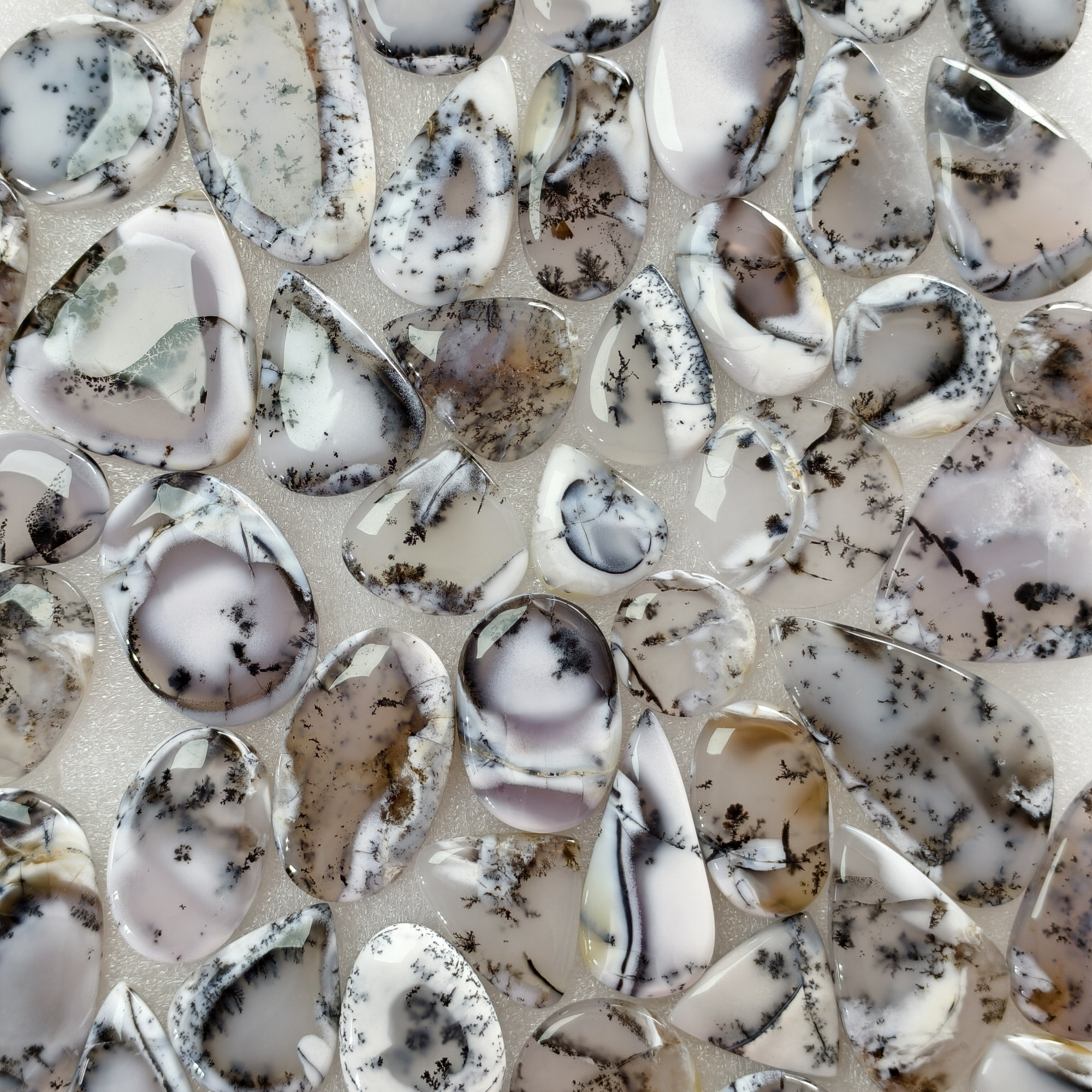 Natural Dendrite Agate Gemstone Cabochons Wholesale Bulk Jewelry Making Stones 22x20x3mm  65x25x3mm 31 Cts Avg