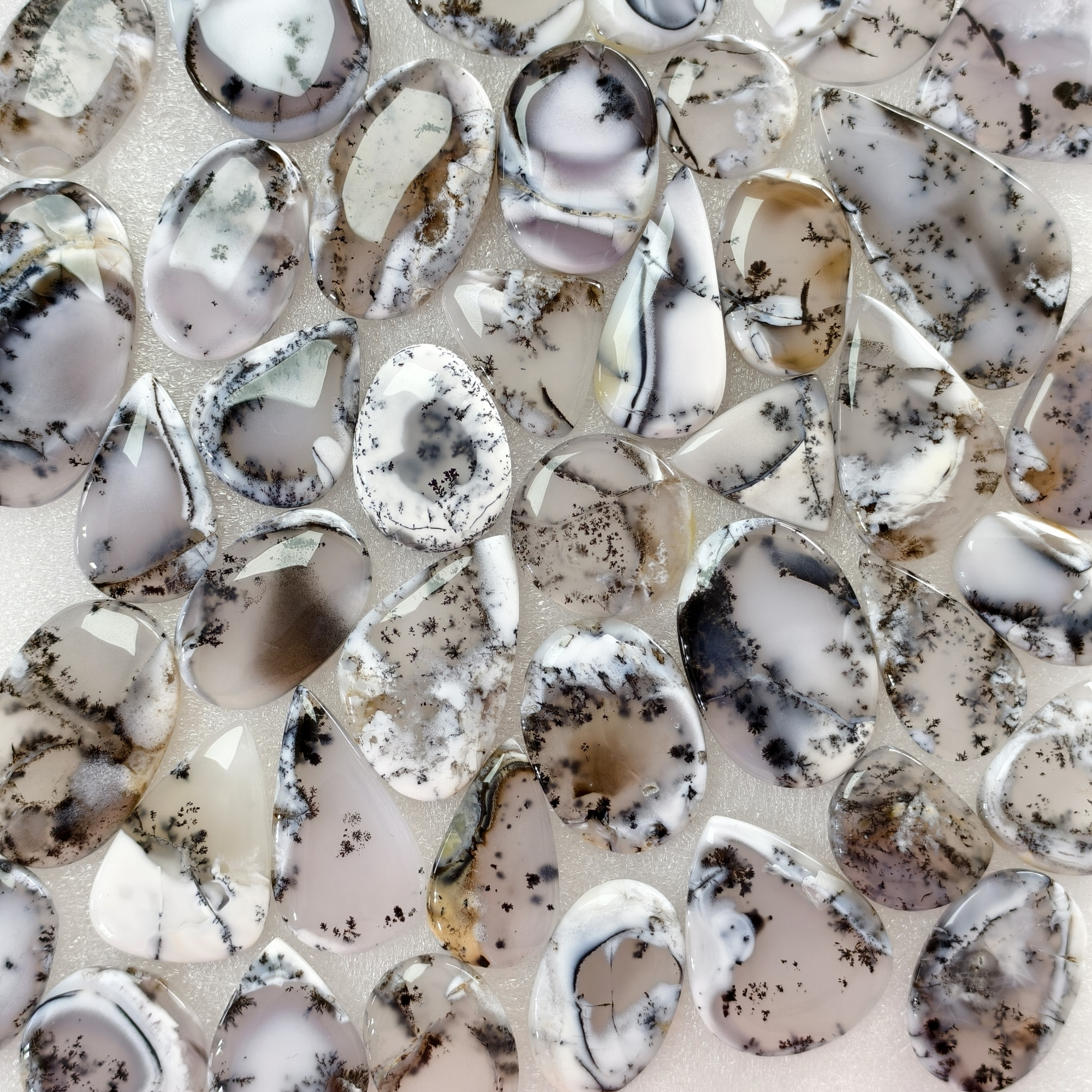 Natural Dendrite Agate Gemstone Cabochons Wholesale Bulk Jewelry Making Stones 22x20x3mm 65x25x3mm 31 Cts Avg