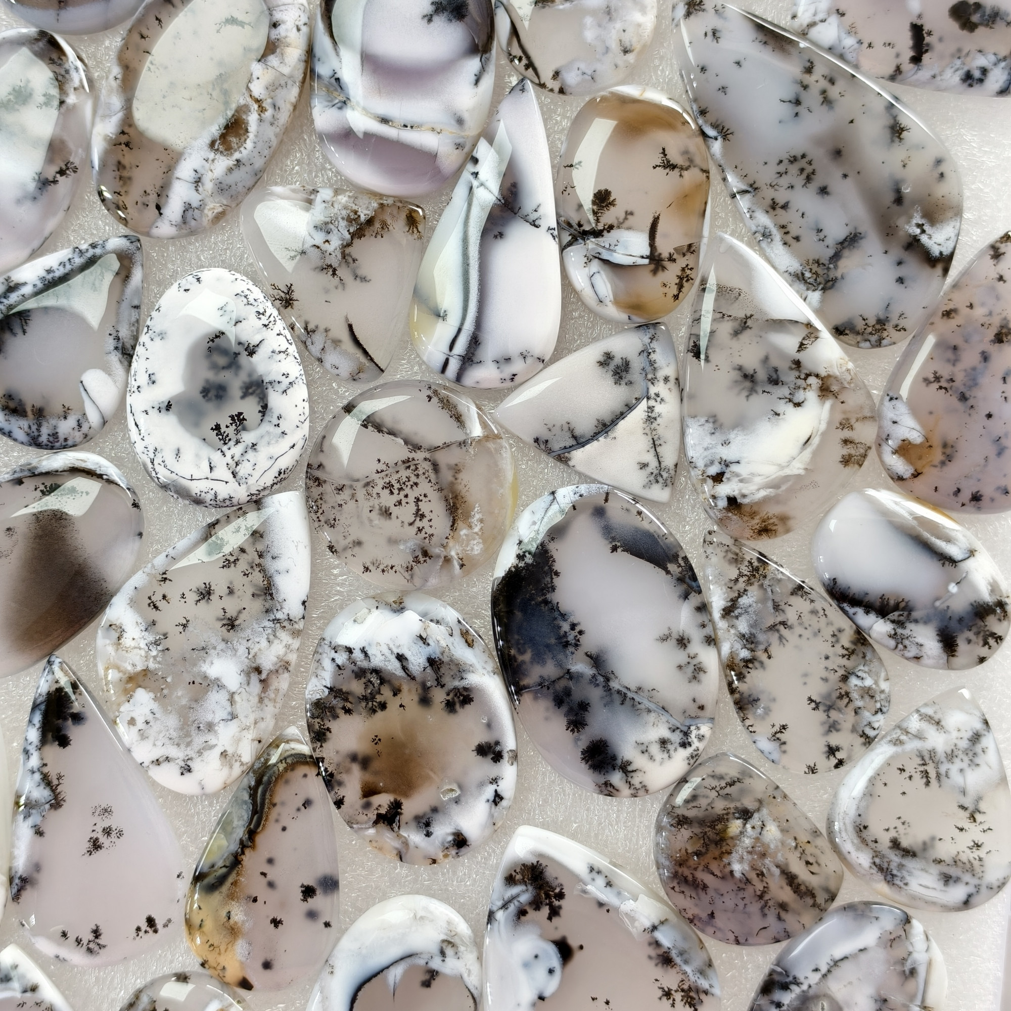 Natural Dendrite Agate Gemstone Cabochons Wholesale Bulk Jewelry Making Stones 22x20x3mm  65x25x3mm 31 Cts Avg