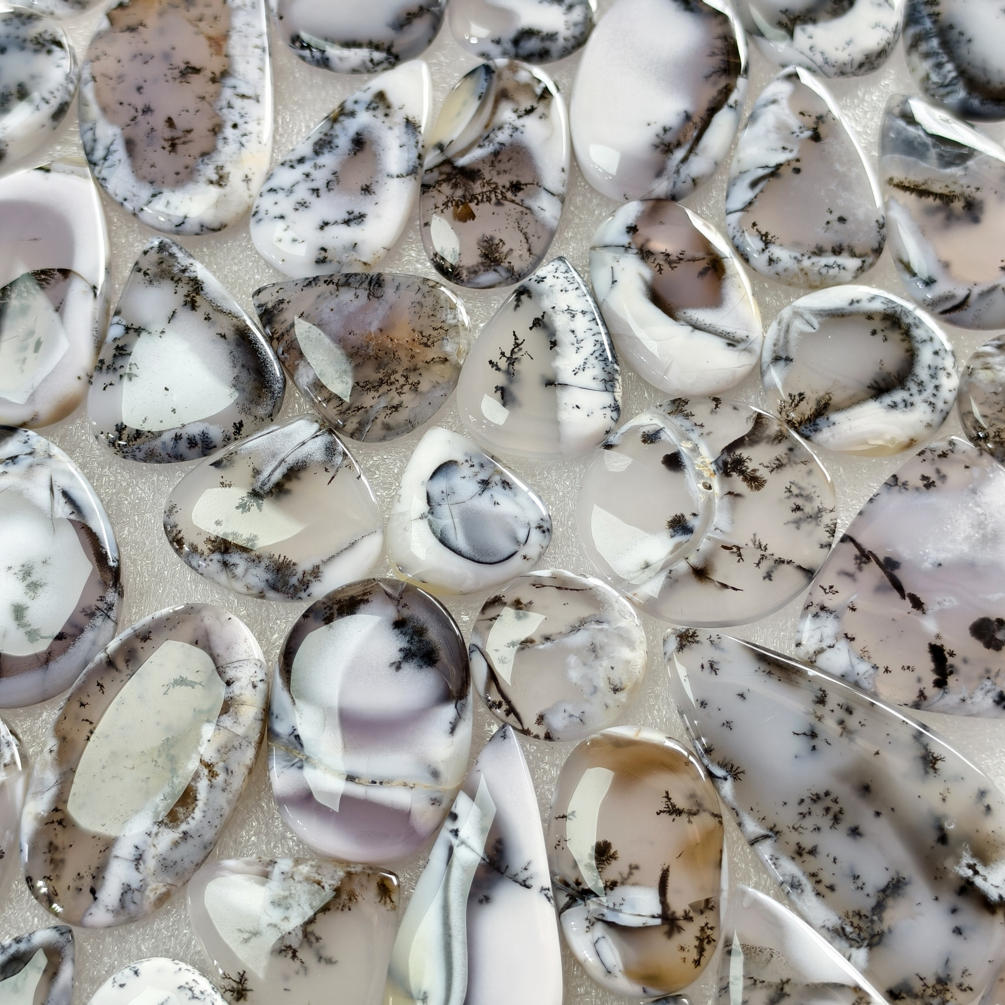 Natural Dendrite Agate Gemstone Cabochons Wholesale Bulk Jewelry Making Stones 22x20x3mm  65x25x3mm 31 Cts Avg