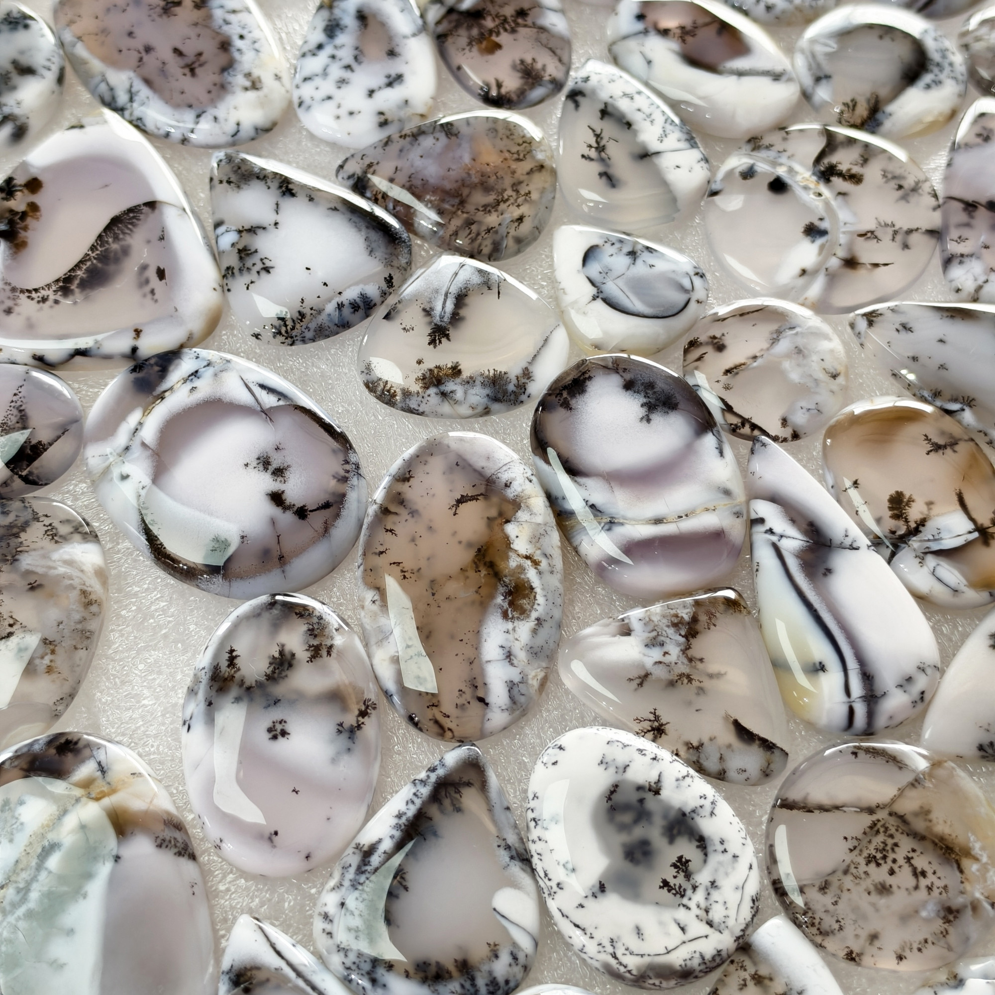 Natural Dendrite Agate Gemstone Cabochons Wholesale Bulk Jewelry Making Stones 22x20x3mm  65x25x3mm 31 Cts Avg