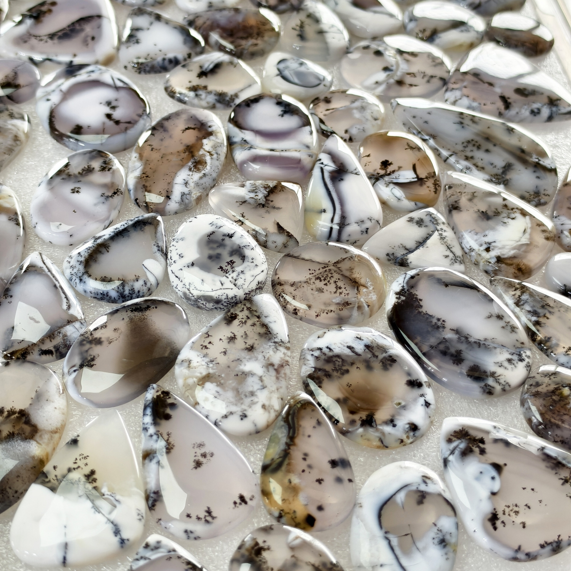 Natural Dendrite Agate Gemstone Cabochons Wholesale Bulk Jewelry Making Stones 22x20x3mm 65x25x3mm 31 Cts Avg