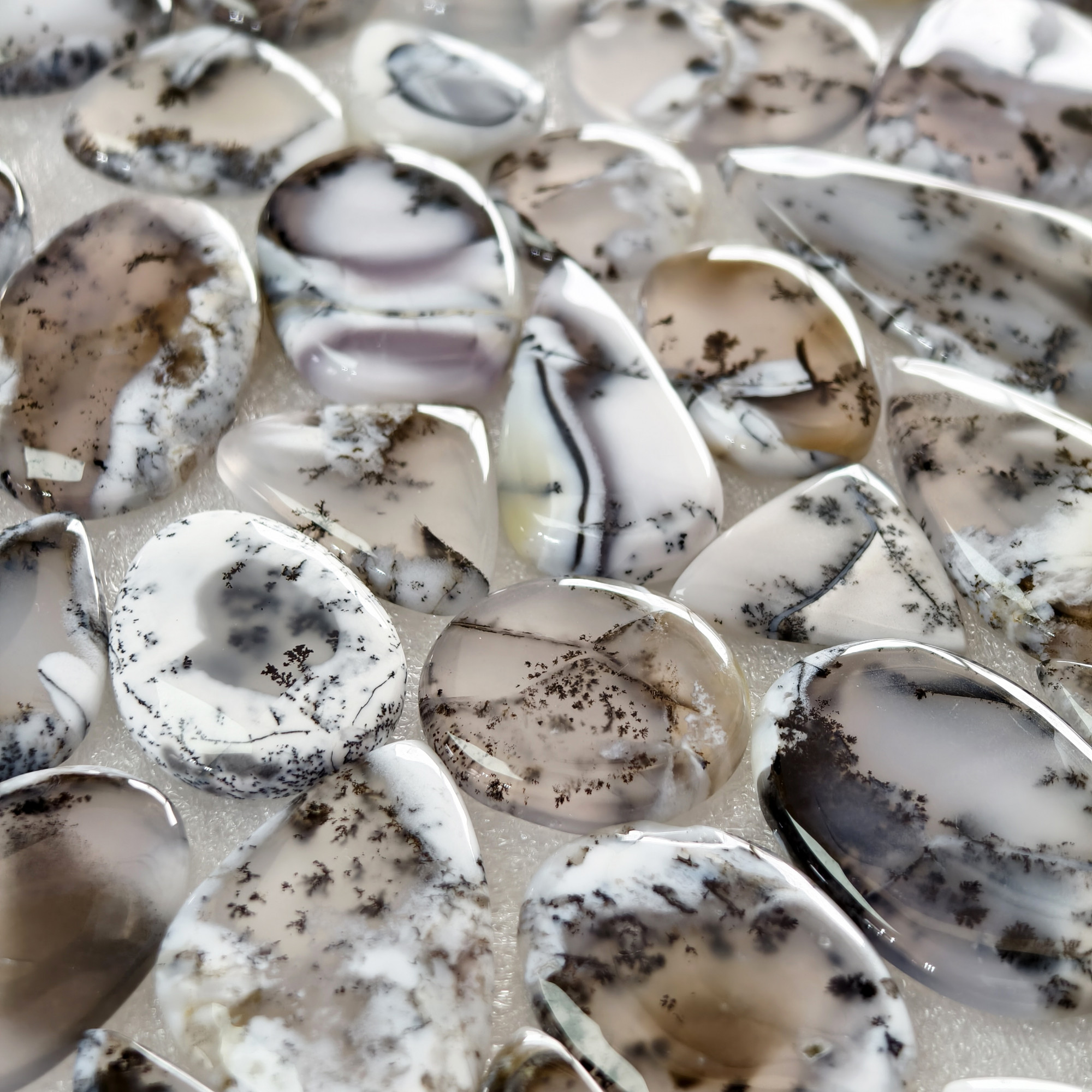 Natural Dendrite Agate Gemstone Cabochons Wholesale Bulk Jewelry Making Stones 22x20x3mm 65x25x3mm 31 Cts Avg