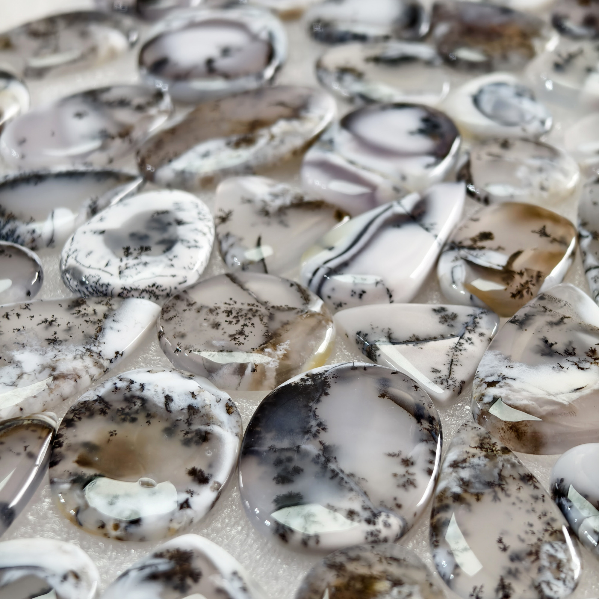 Natural Dendrite Agate Gemstone Cabochons Wholesale Bulk Jewelry Making Stones 22x20x3mm  65x25x3mm 31 Cts Avg
