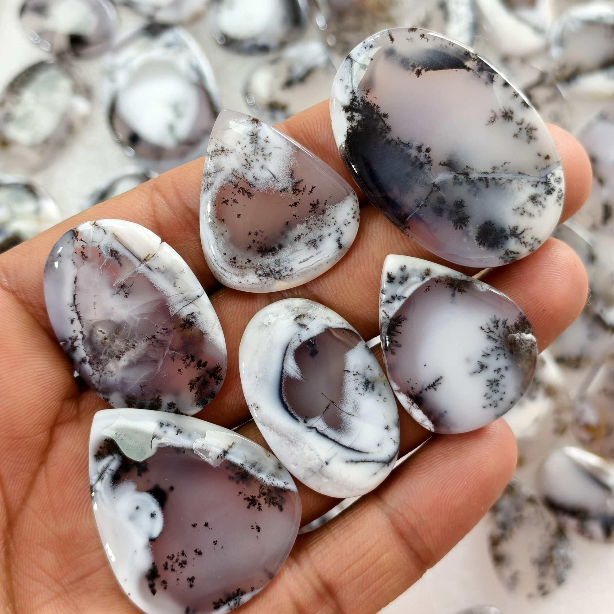 Natural Dendrite Agate Gemstone Cabochons Wholesale Bulk Jewelry Making Stones 22x20x3mm  65x25x3mm 31 Cts Avg