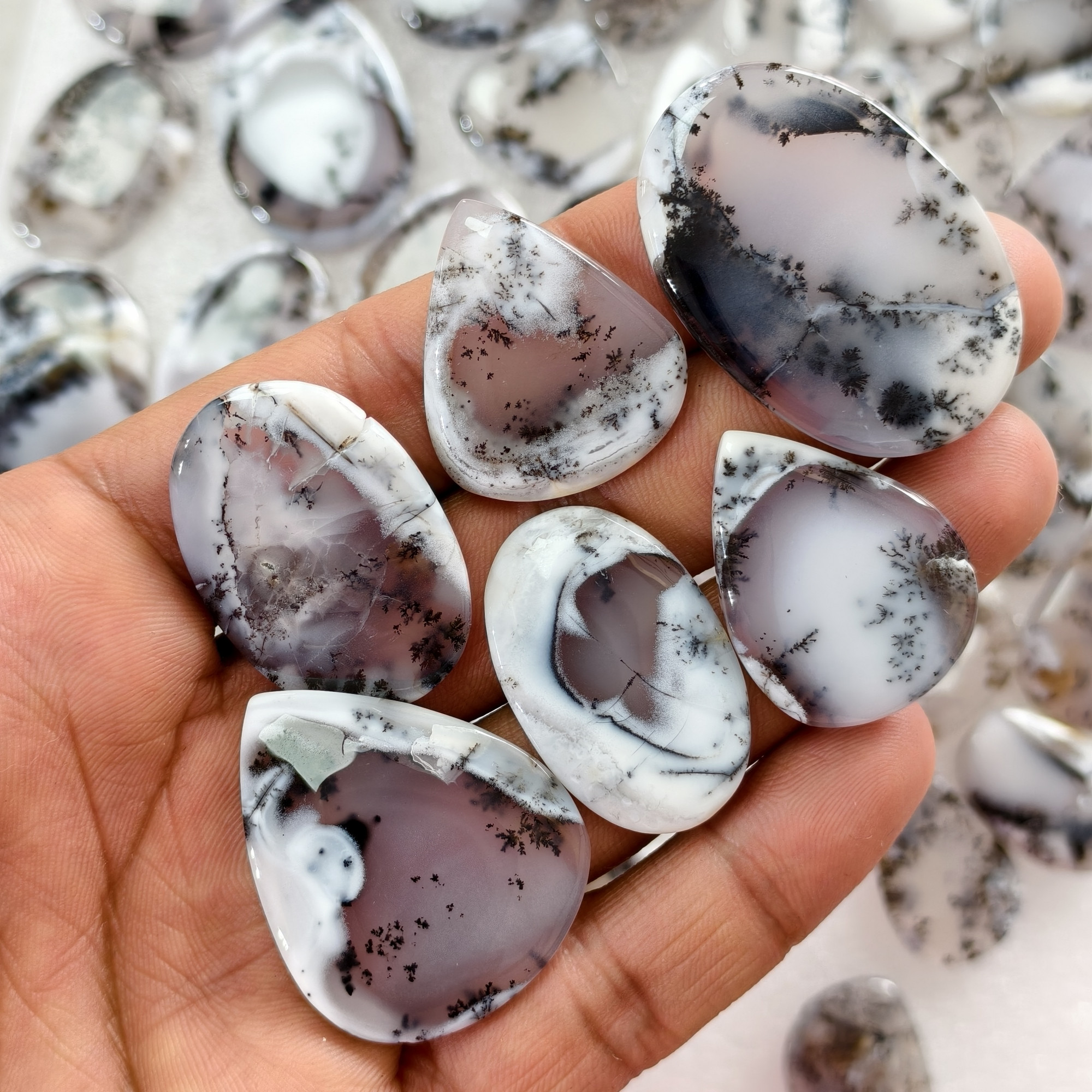 Natural Dendrite Agate Gemstone Cabochons Wholesale Bulk Jewelry Making Stones 22x20x3mm  65x25x3mm 31 Cts Avg
