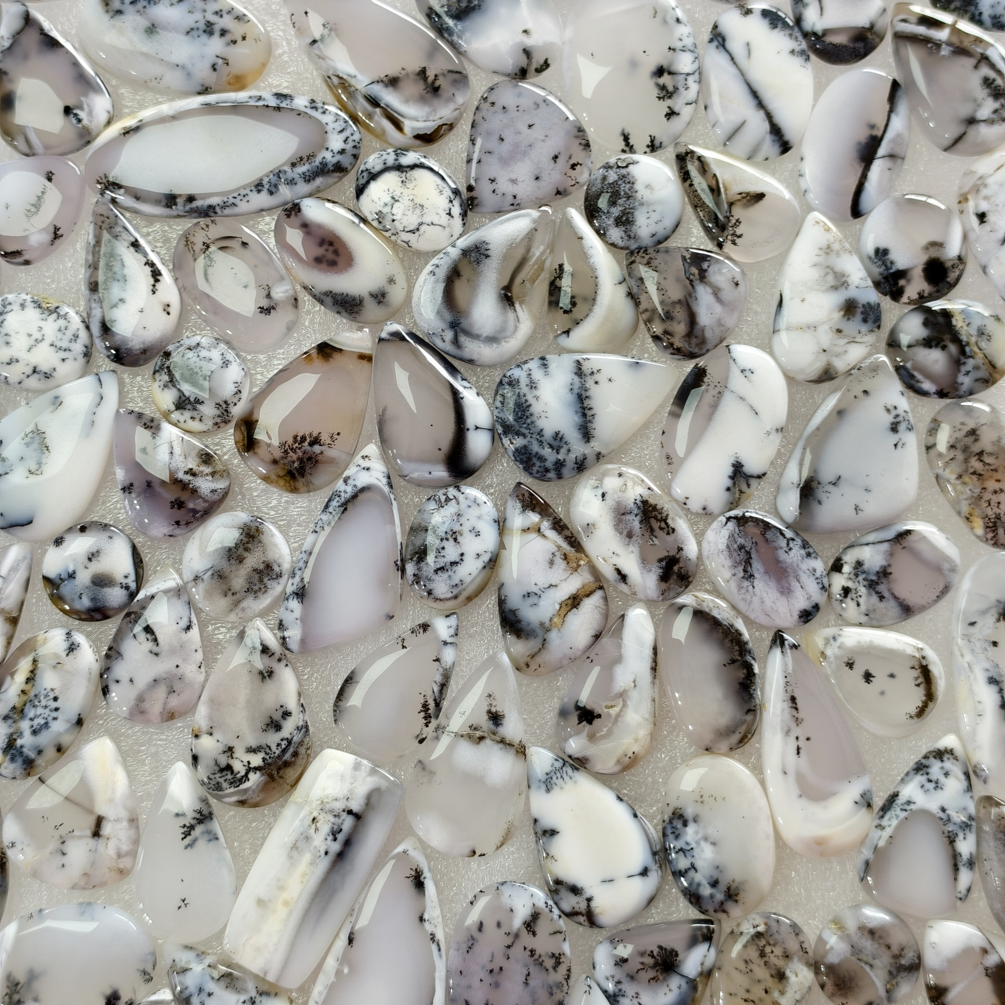 Natural Dendritic Agate Loose Cabochon Gemstones Wholesale Bulk Jewelry Making Stones 14x14x2mm  48x18x2mm 18 Cts Avg